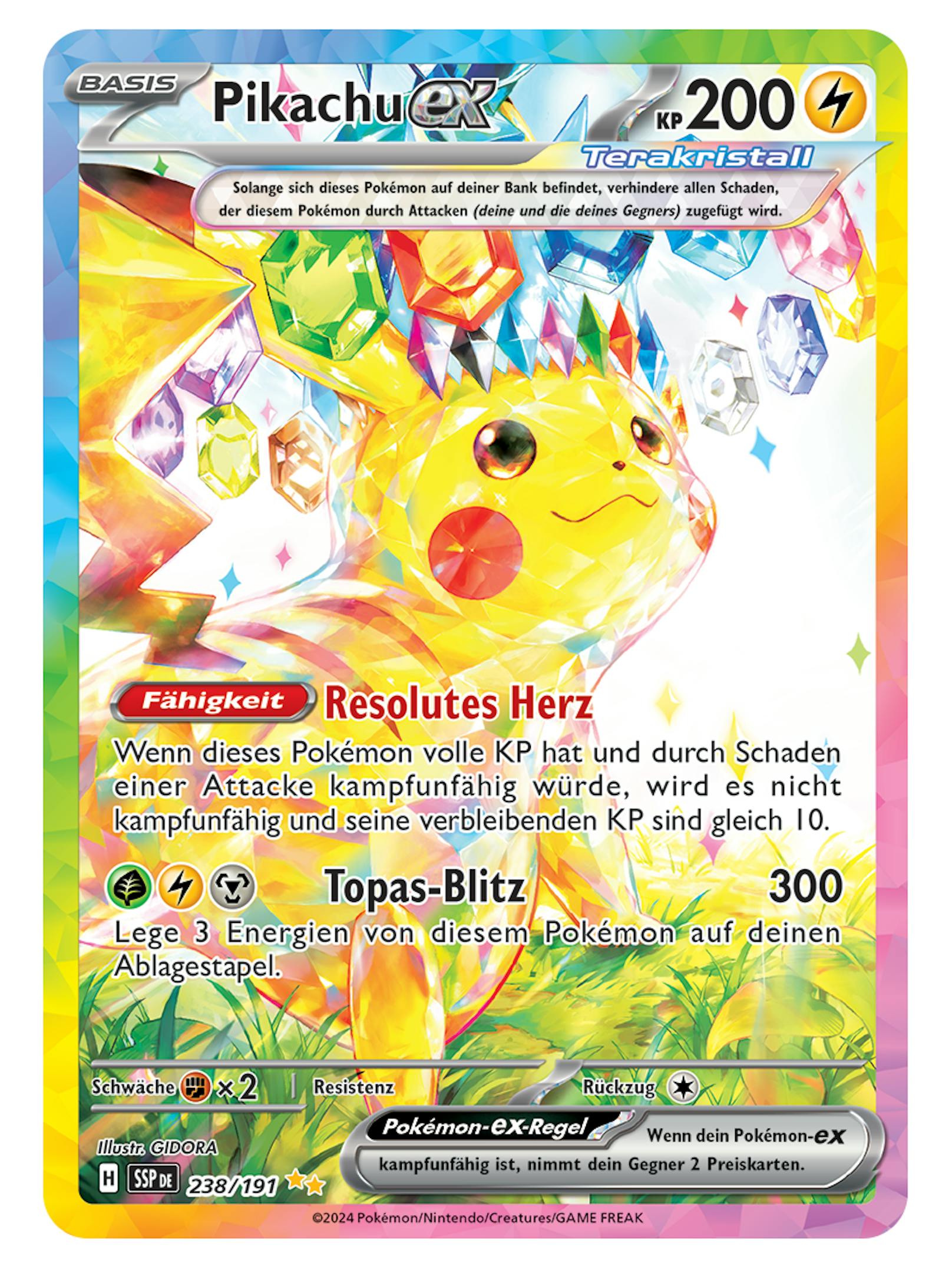 Pikachu-ex verfügt über 200 KP.