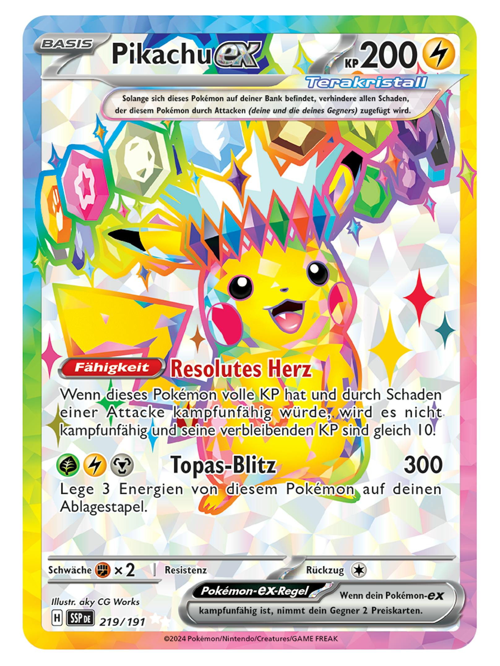 Pikachu-ex verfügt über 200 KP.