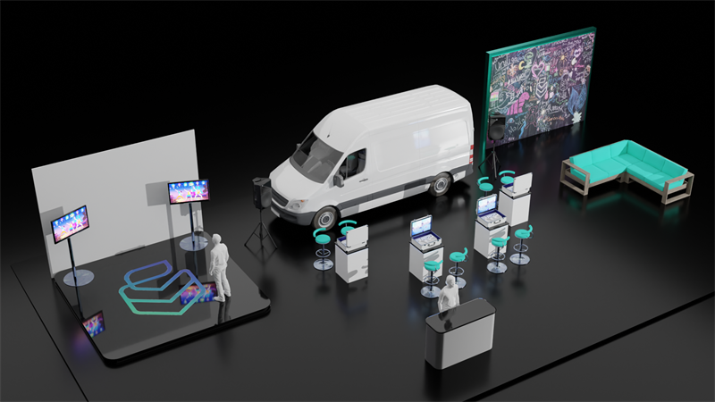 Beispiel für den Aufbau der Uniliga Campus-Tour vor Ort.