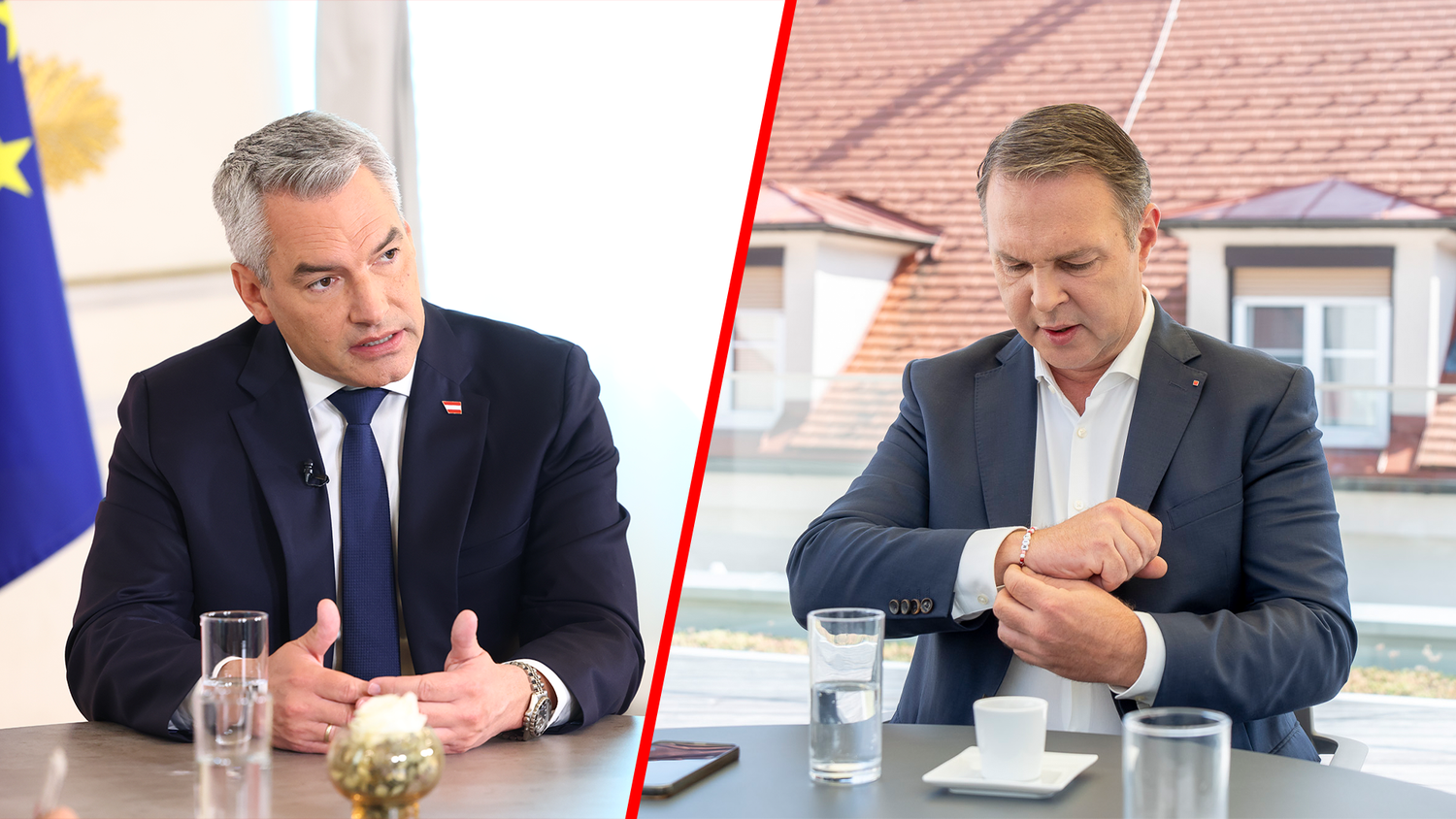 SPÖ-Chef Andreas Babler und Bundeskanzler Karl Nehammer&nbsp; (Archivfoto)