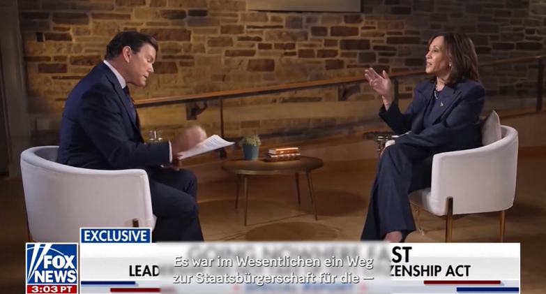 Kamala Harris liefert sich mit Moderator Bret Baier ein Duell.