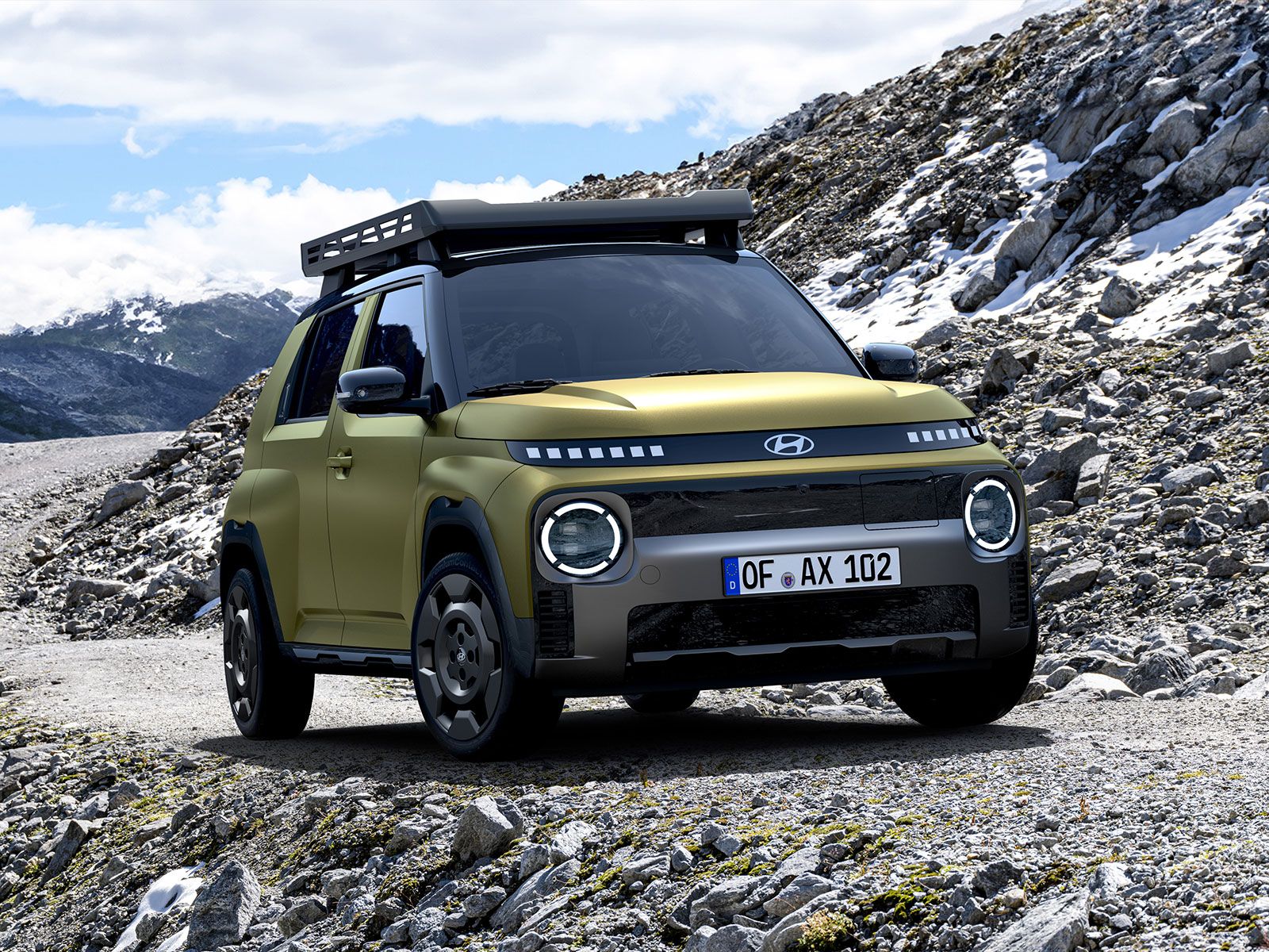 Der Hyundai INSTER Cross﻿ präsentiert sich mit sportlicher Offroad-Optik.