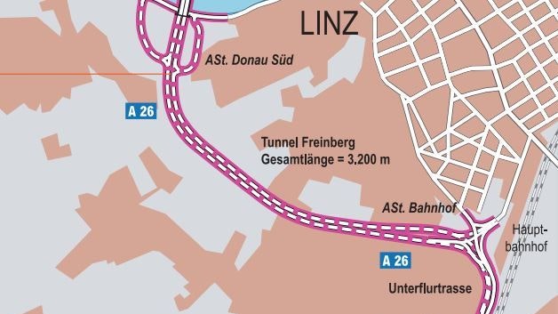 Der neue Tunnel führt von der Waldeggstraße zur Donau. 