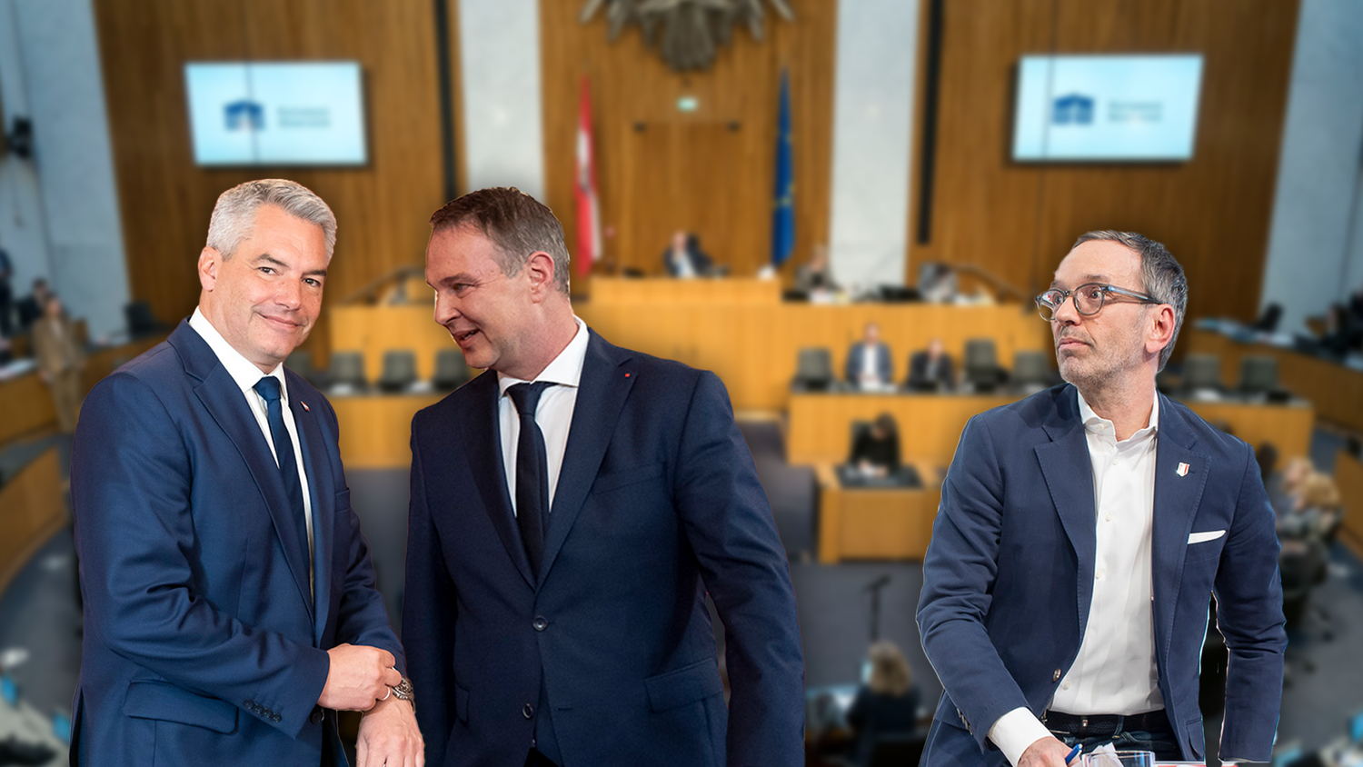 Nehammer (ÖVP) und Babler (SPÖ) verhandeln weiter – Kickl (FPÖ) ist davon nicht wirklich begeistert.