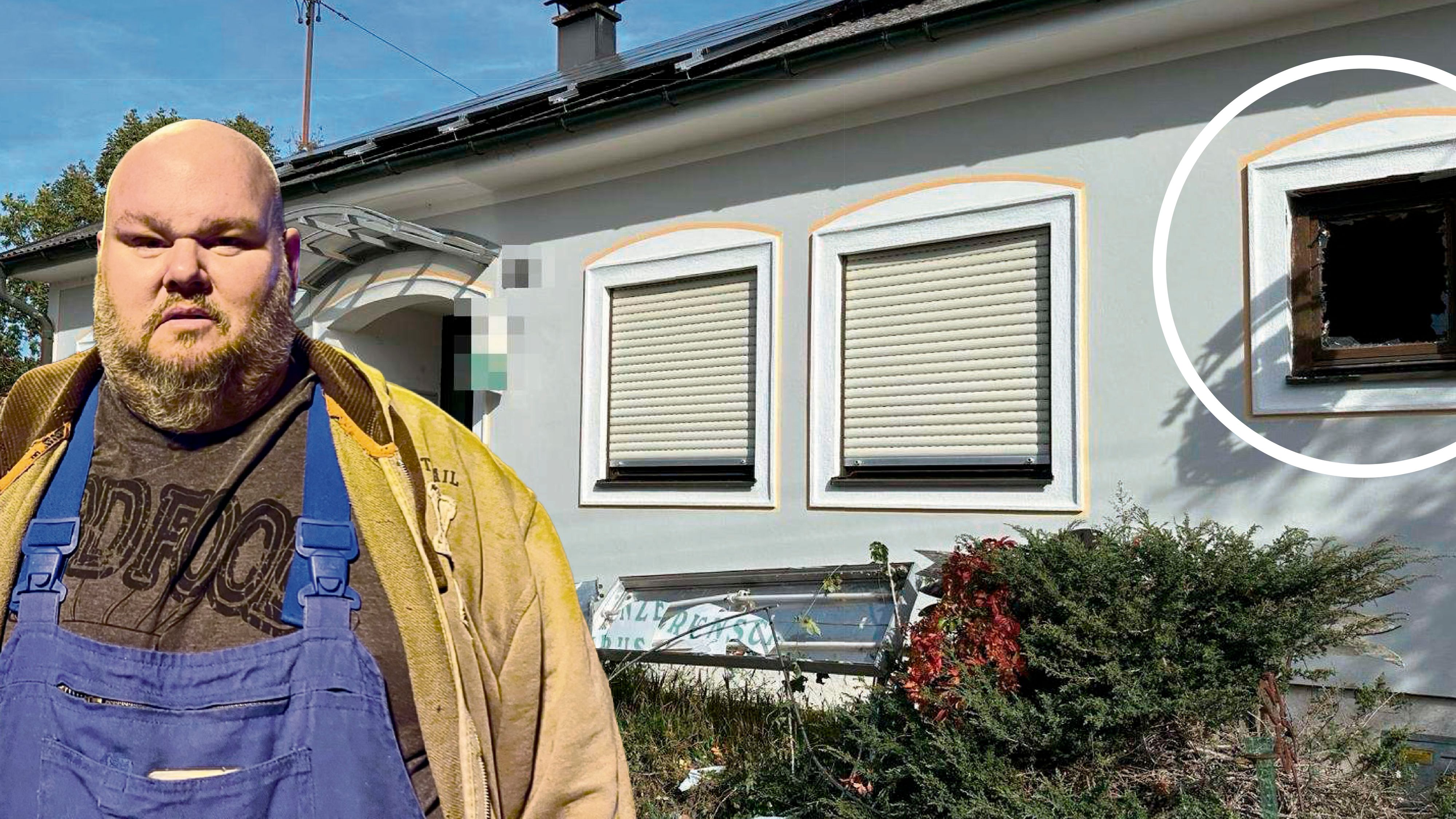 Ersthelfer Martin K. kannte Opfer und den Tatverdächtigen; hier soll sich Oleg M. verschanzt haben – ein Fenster wurde bei der Detonation zerstört.