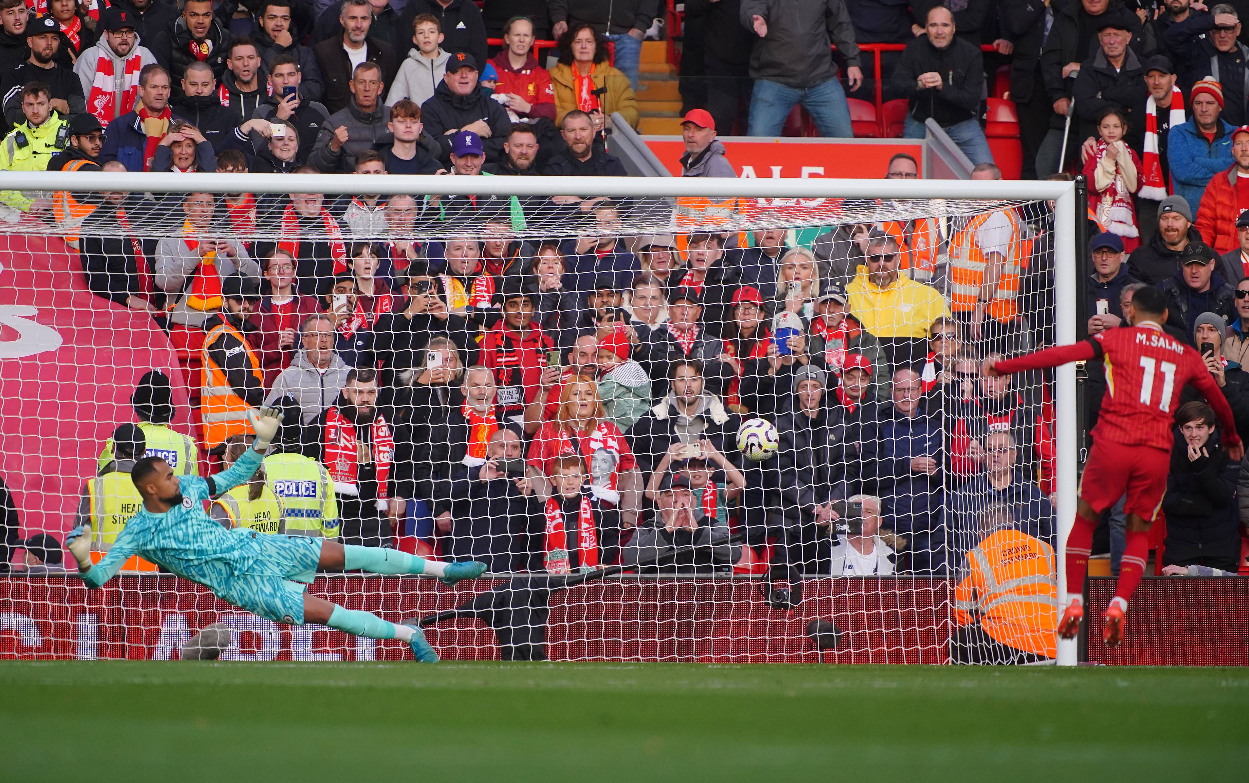 Mohamed Salah traf zur 1:0 Führung des FC Liverpools vom Punkt.
