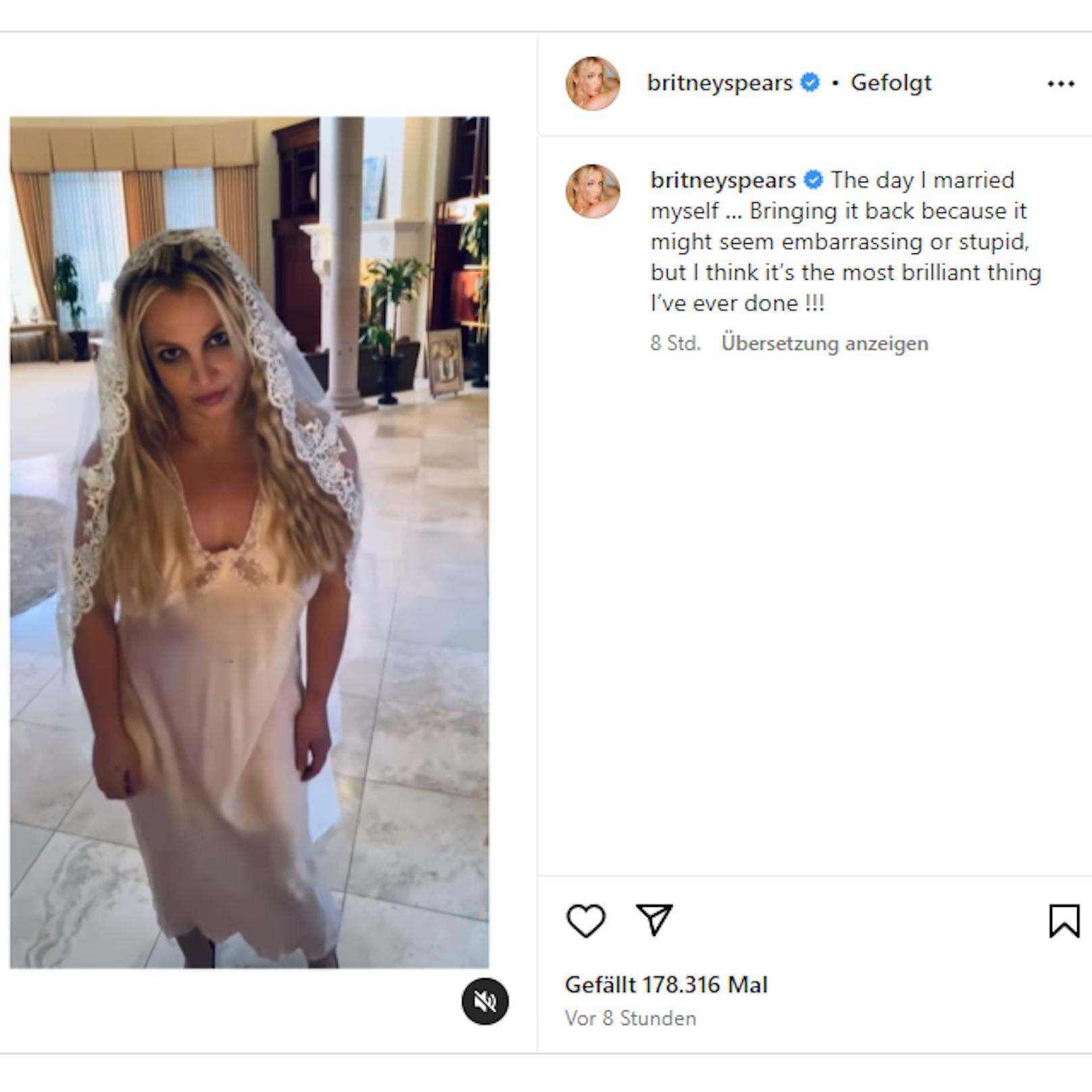 Britney Spears erklärt, sie hat sich selbst geheiratet.