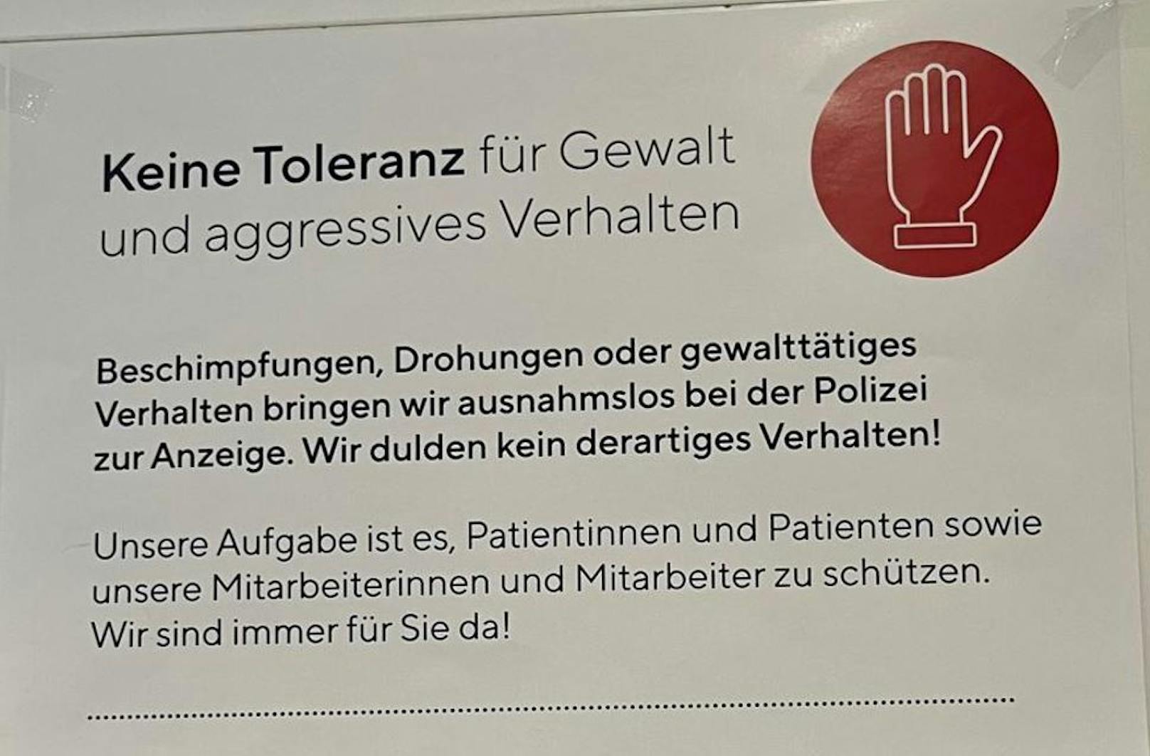 Dieser Aushang ist in zahlreichen Arztpraxen in Oberösterreich zu sehen.