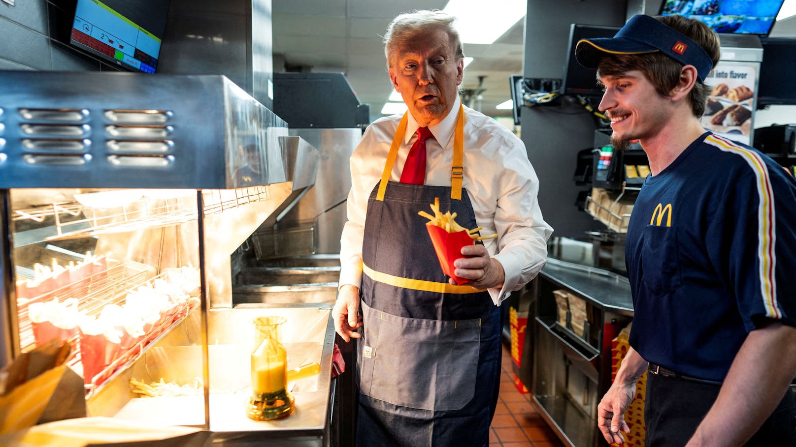 Trump frittiert Pommes in geschlossenem McDonald's