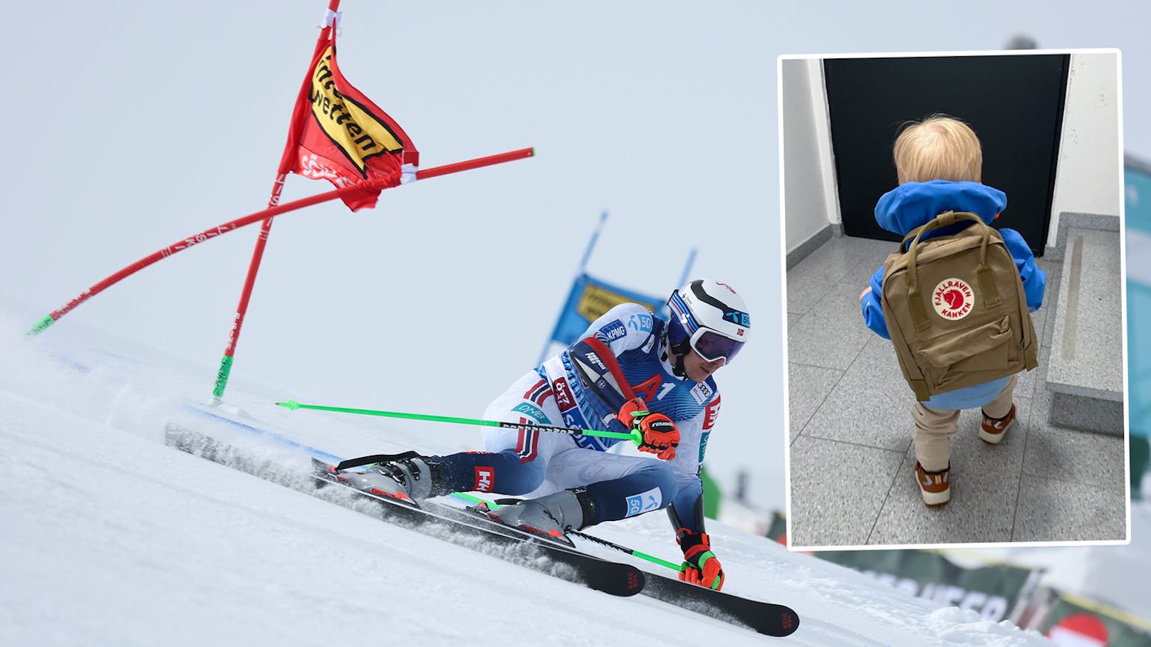 Süßes Foto! Sohn von Kristoffersen im Kindergarten