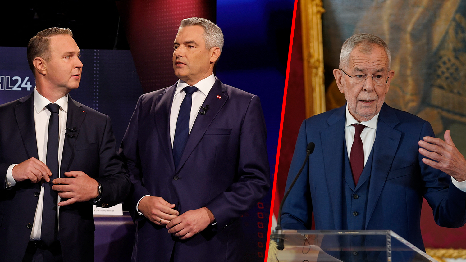 Bundespräsident Alexander Van der Bellen hat Kanzler Nehammer beauftragt, mit SPÖ-Chef Babler über Regierungsbildung zu verhandeln.