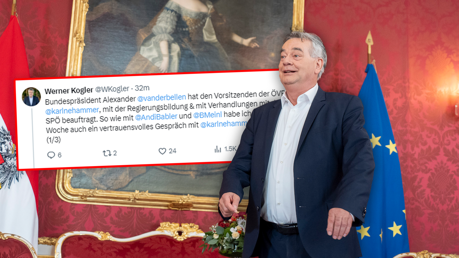 Grüne-Chef Werner Kogler reagierte nun auf die Entscheidung von Bundespräsident Alexander Van der Bellen.