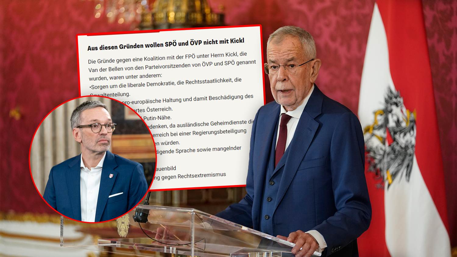 Bundespräsident Alexander Van der Bellen gab FPÖ-Chef Herbert Kickl aus mehreren Gründen nicht den Regierungsbildungsauftrag.