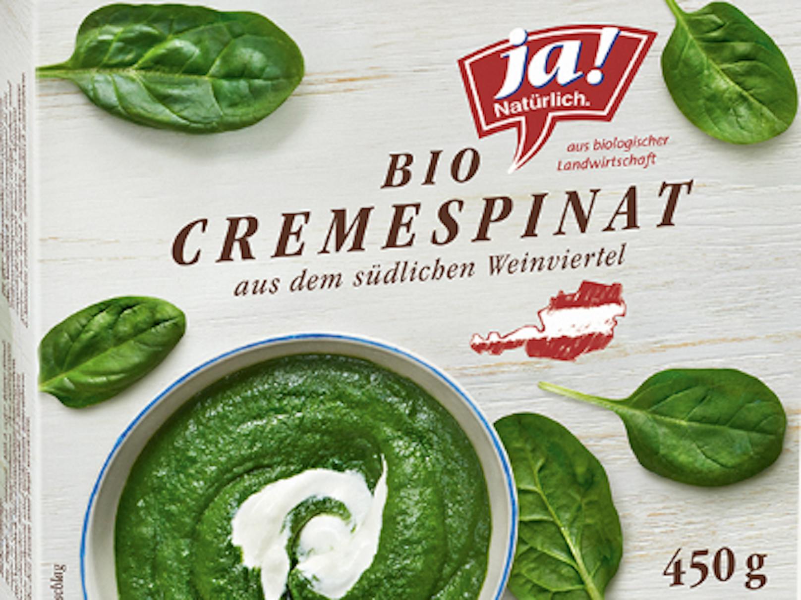 Das Produkt "JA! NATÜRLICH BIO-CREMESPINAT 450G" wurde zurückgerufen