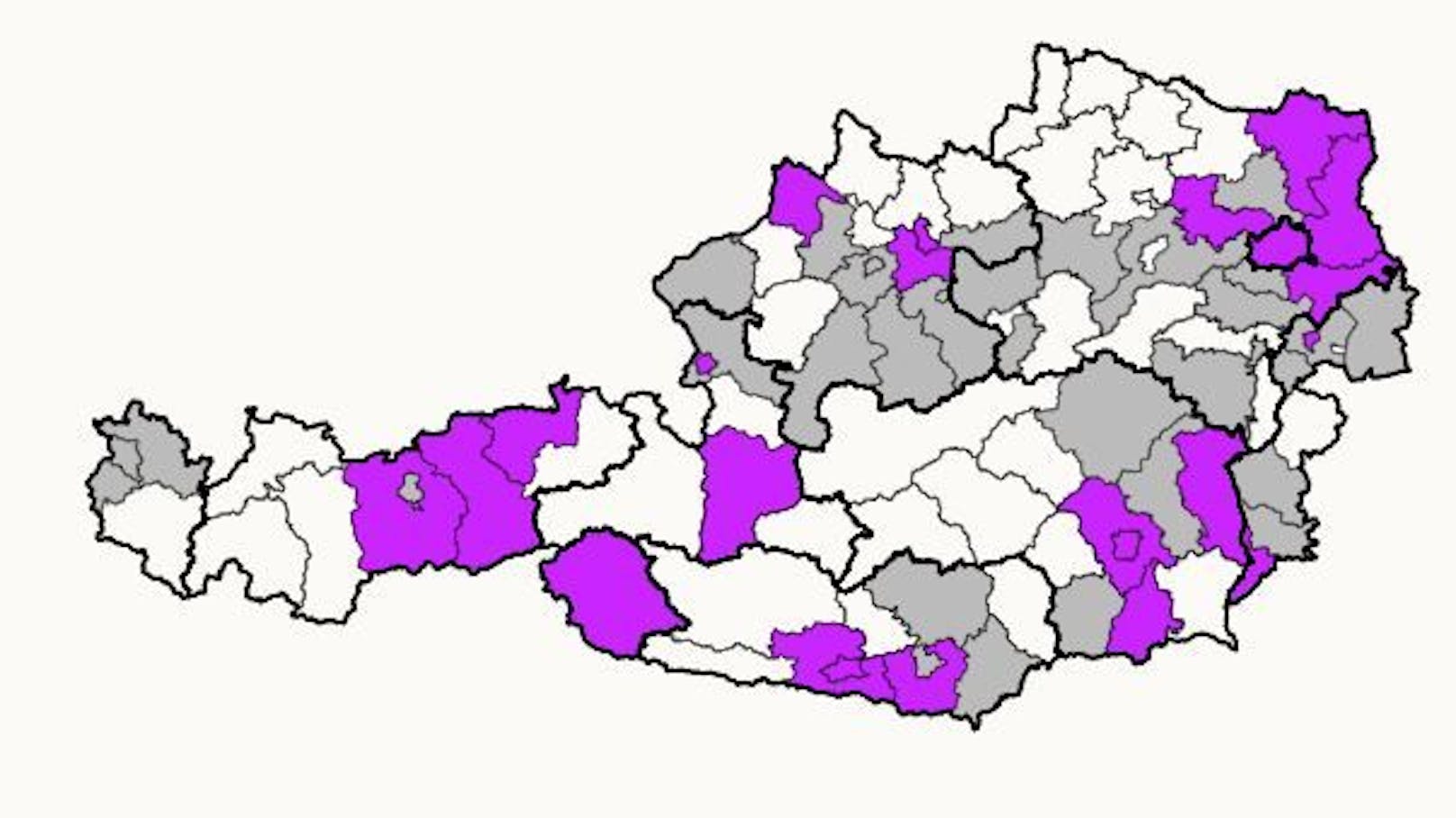 Die Karte zeigt die Verbreitung der Asiatischen Stechmücke in Österreich im Jahr 2023.