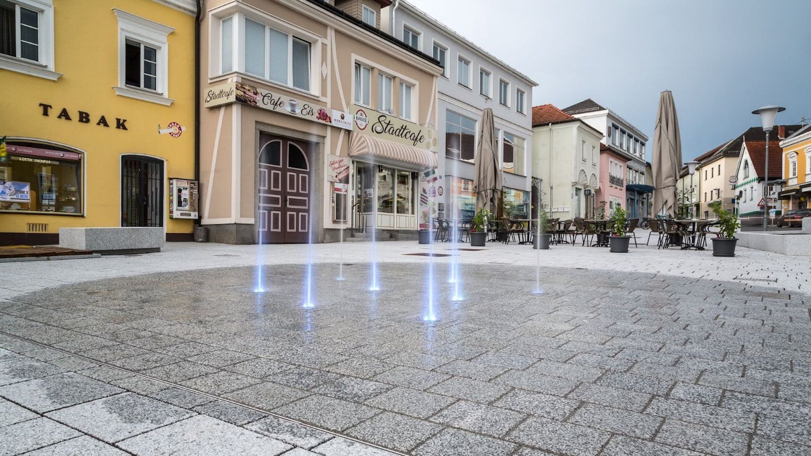 Das Wasserspiel am Stadtplatz von Pregarten