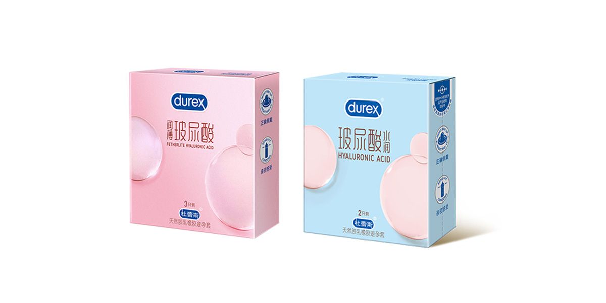 Die Hyaluronüberzieher gibt es in hauchdünn (pink) und normal.