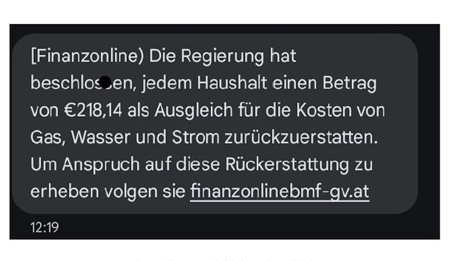 Mit dieser Nachricht wird das Opfer angelockt.