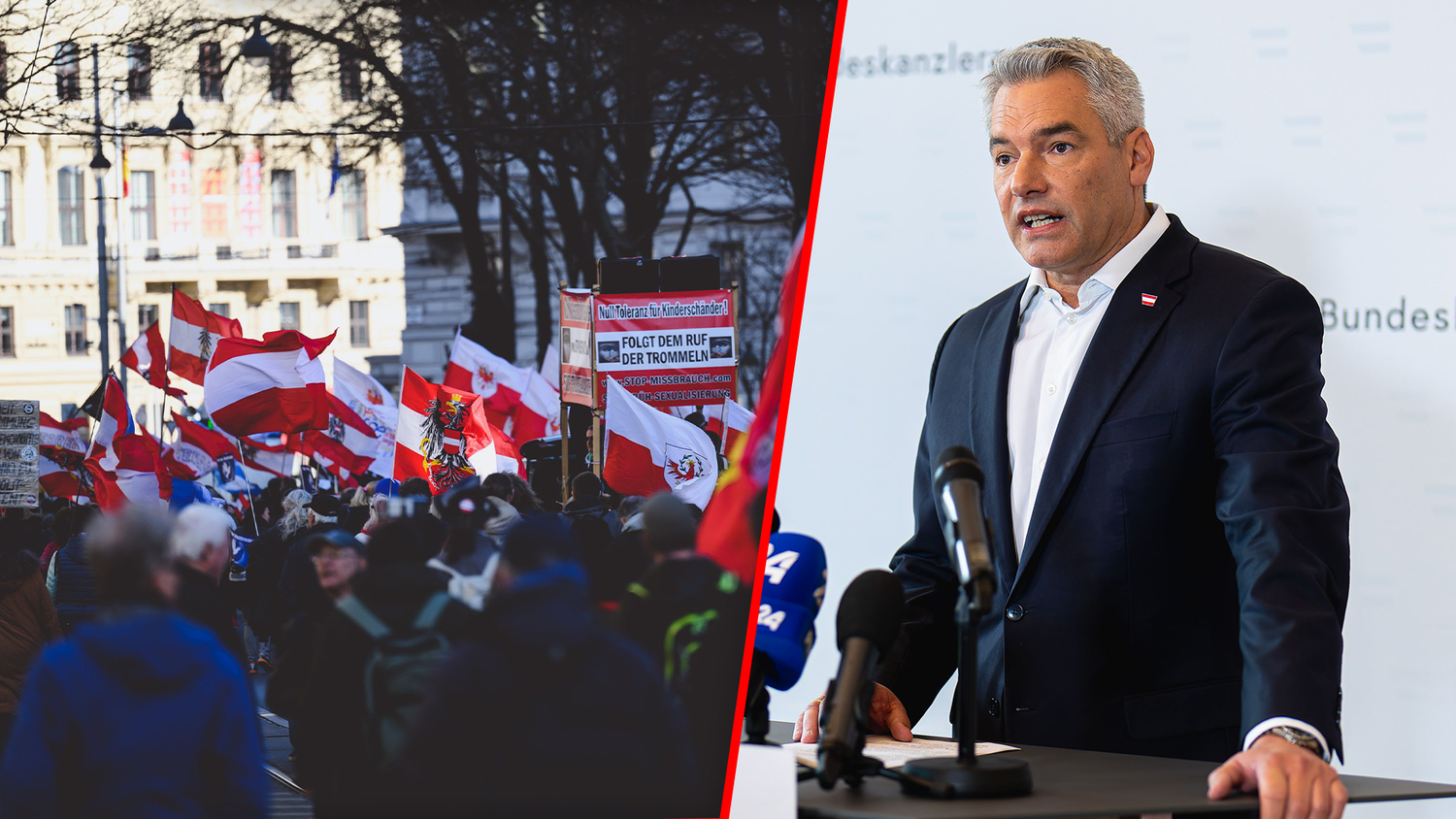 Heute.at - Demo von Kickl-Fans für Kanzler Schlag ins Gesicht