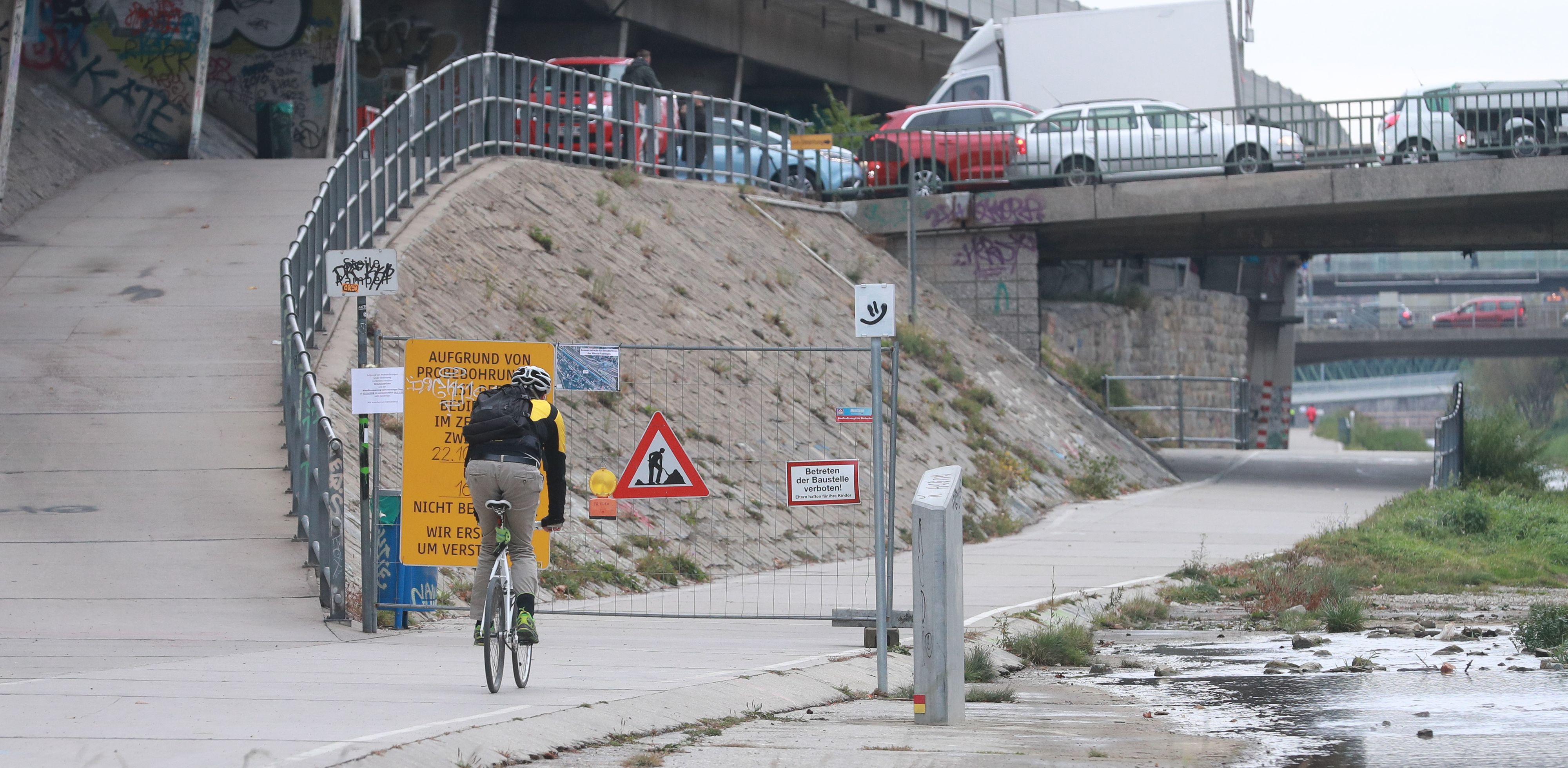 Der Wienflussradweg ist wieder befahrbar.
