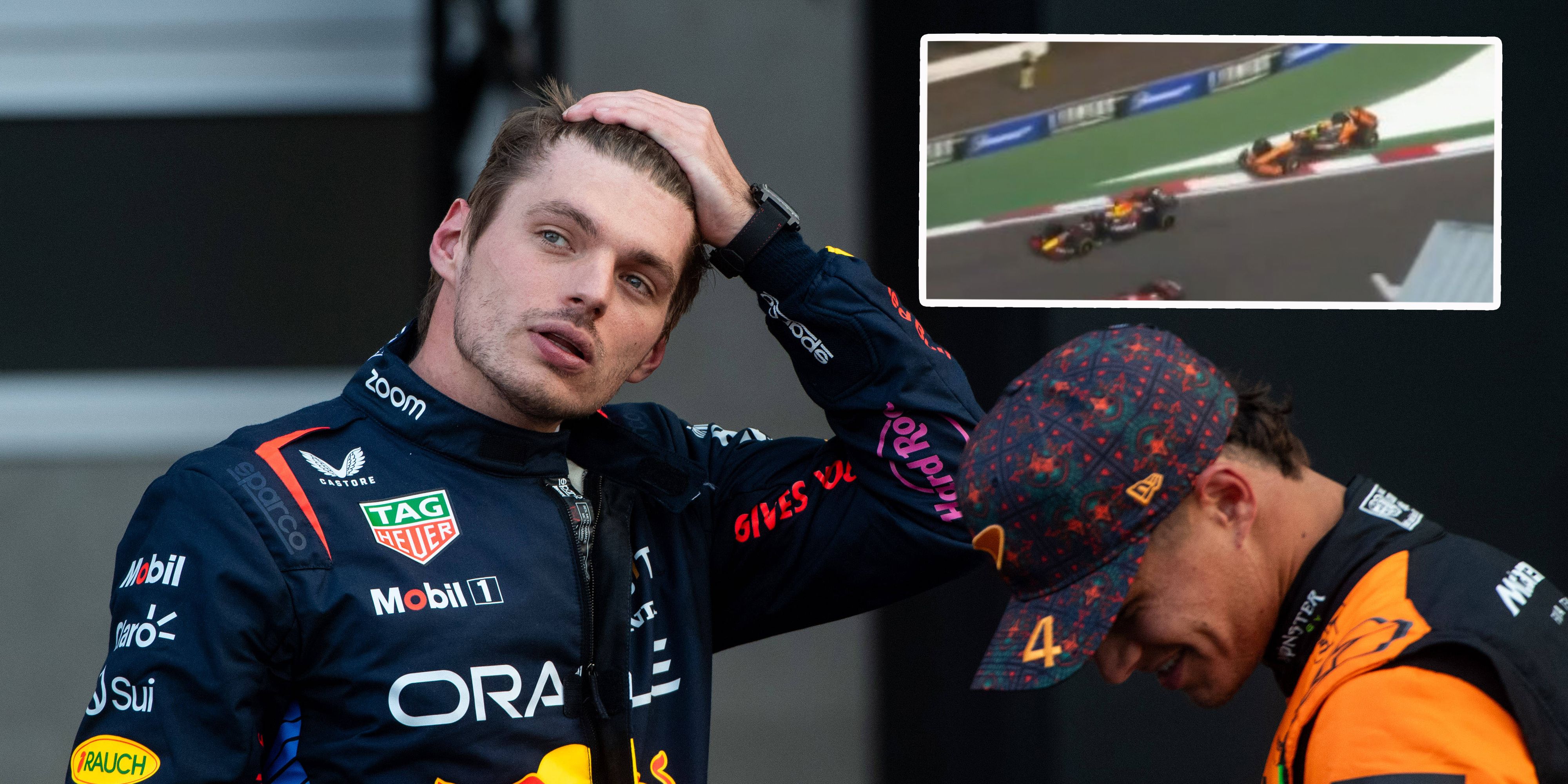 Max Verstappen drängt Lando Norris von der Strecke.