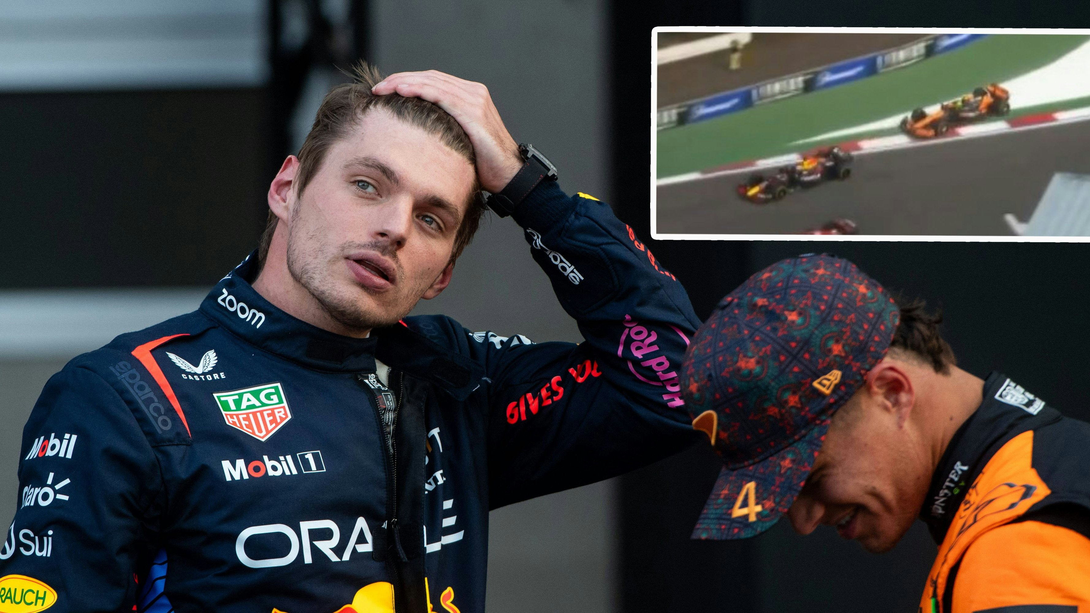 Max Verstappen drängt Lando Norris von der Strecke.