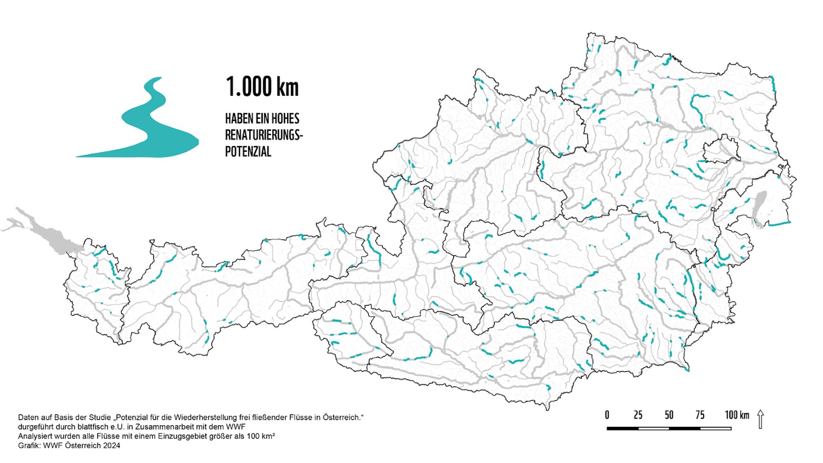 Potenzial zur Renaturierung in Österreich.