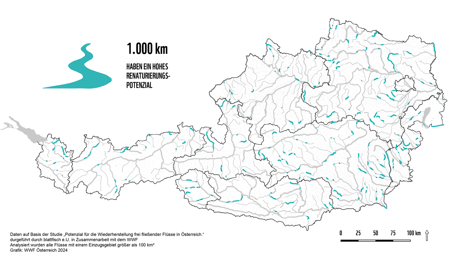 Potenzial zur Renaturierung in Österreich.