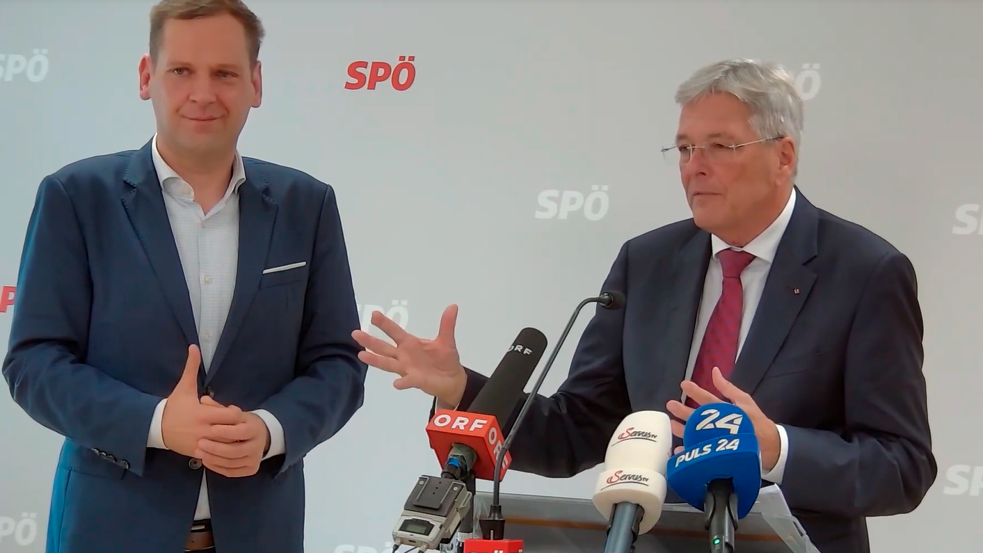 Die SPÖ-Granden Philip Kucher und Peter Kaiser bei ihrer Pressekonferenz am 28. Oktober 2024.