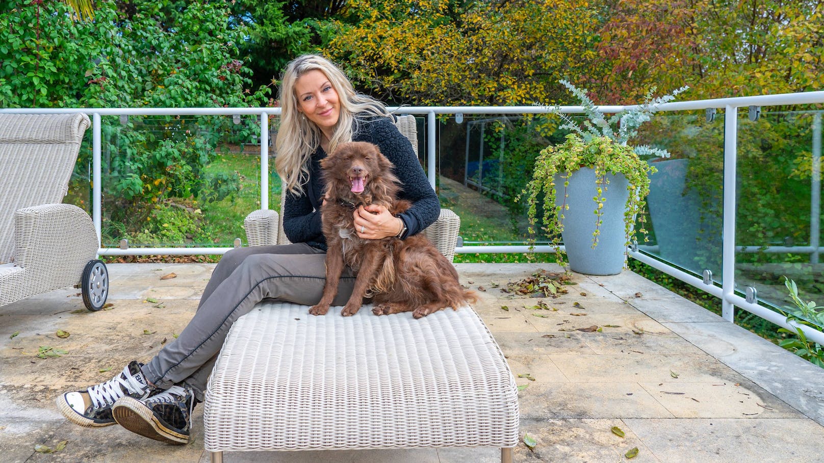 Simones Hunde lieben die neue Freiheit in der Lugner-Villa und sind eine wichtige Stütze für sie.