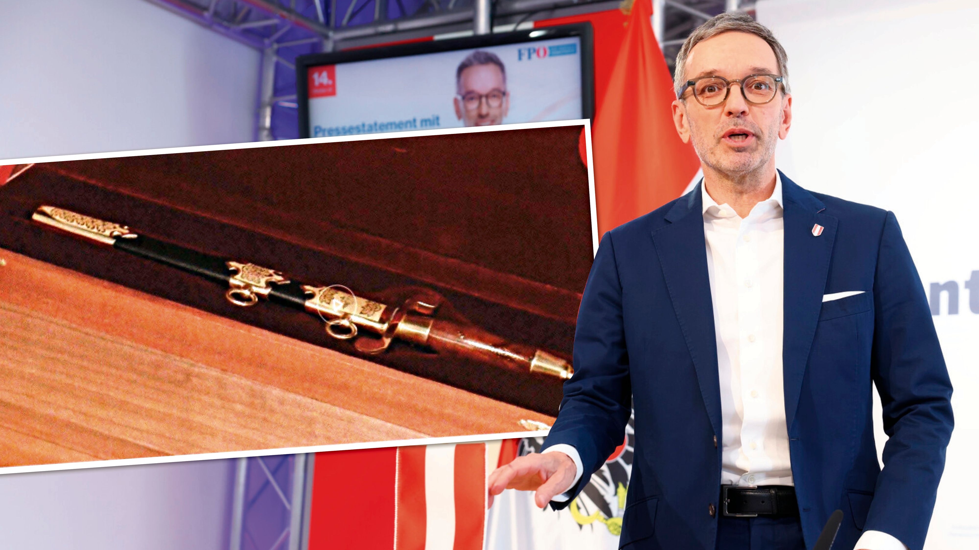 2018 bekam Herbert Kickl als Innenminister von seinem russischen Amtskollegen einen Admiralsdolch der russischen Marine geschenkt.