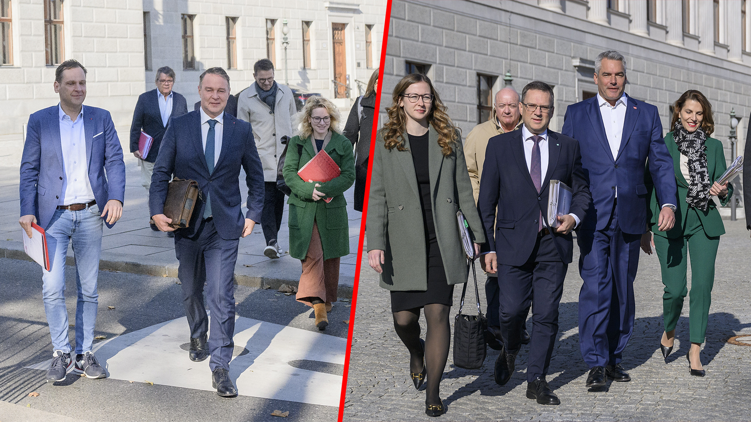 Bis 16.00 Uhr sollen die Teams der ÖVP und SPÖ miteinander verhandeln.