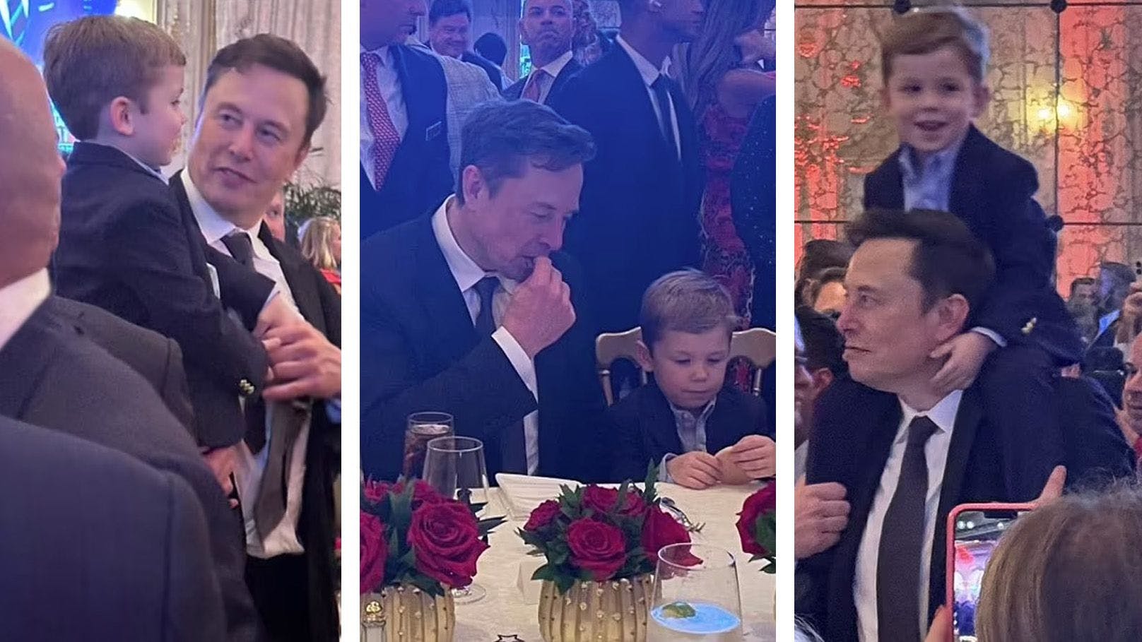 Elon Musk feiert mit seinem Sohn bei Trump-Event