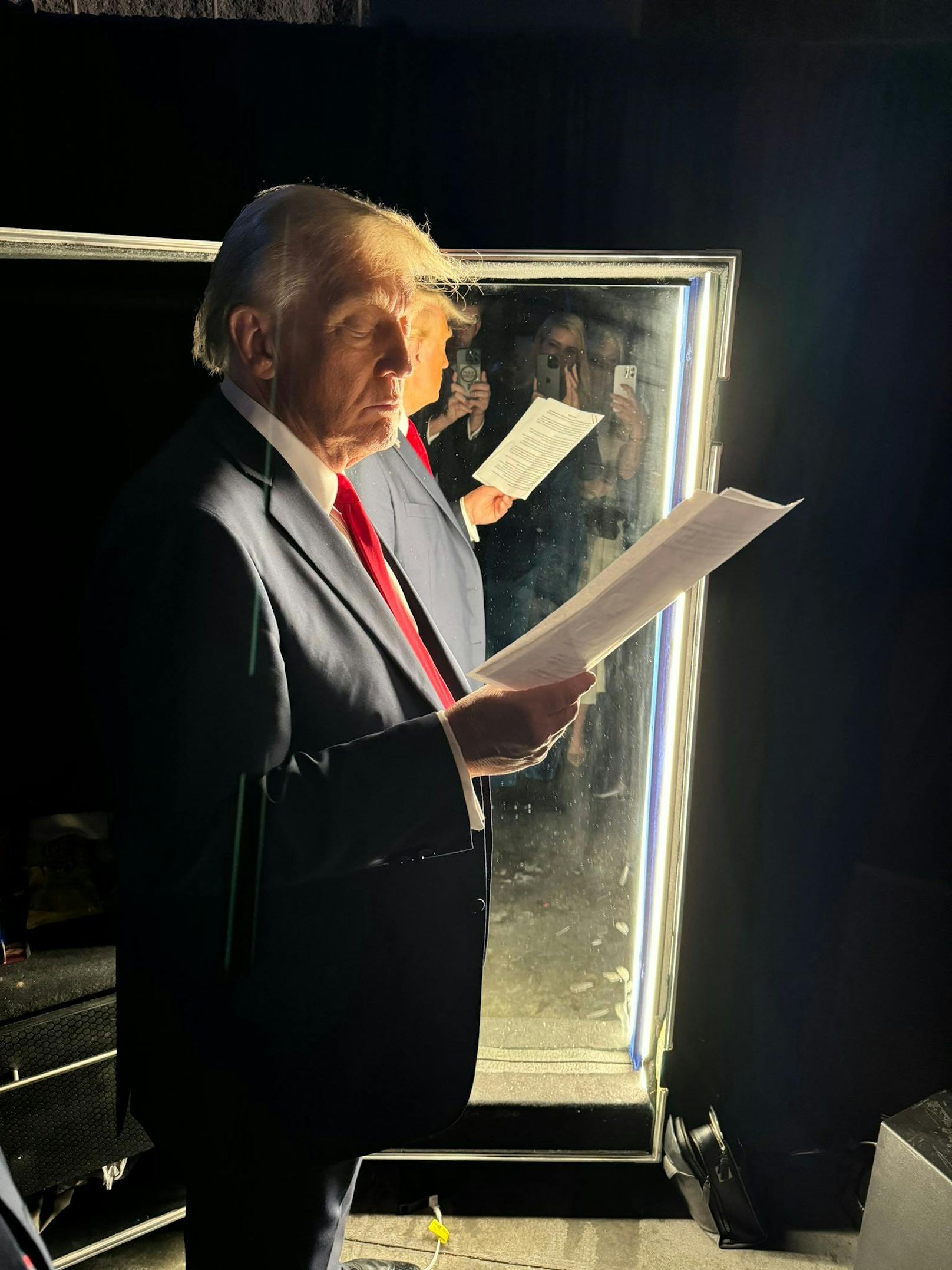 Blick backstage: Hier bereitete sich Trump auf seine Sieges-Rede vor.