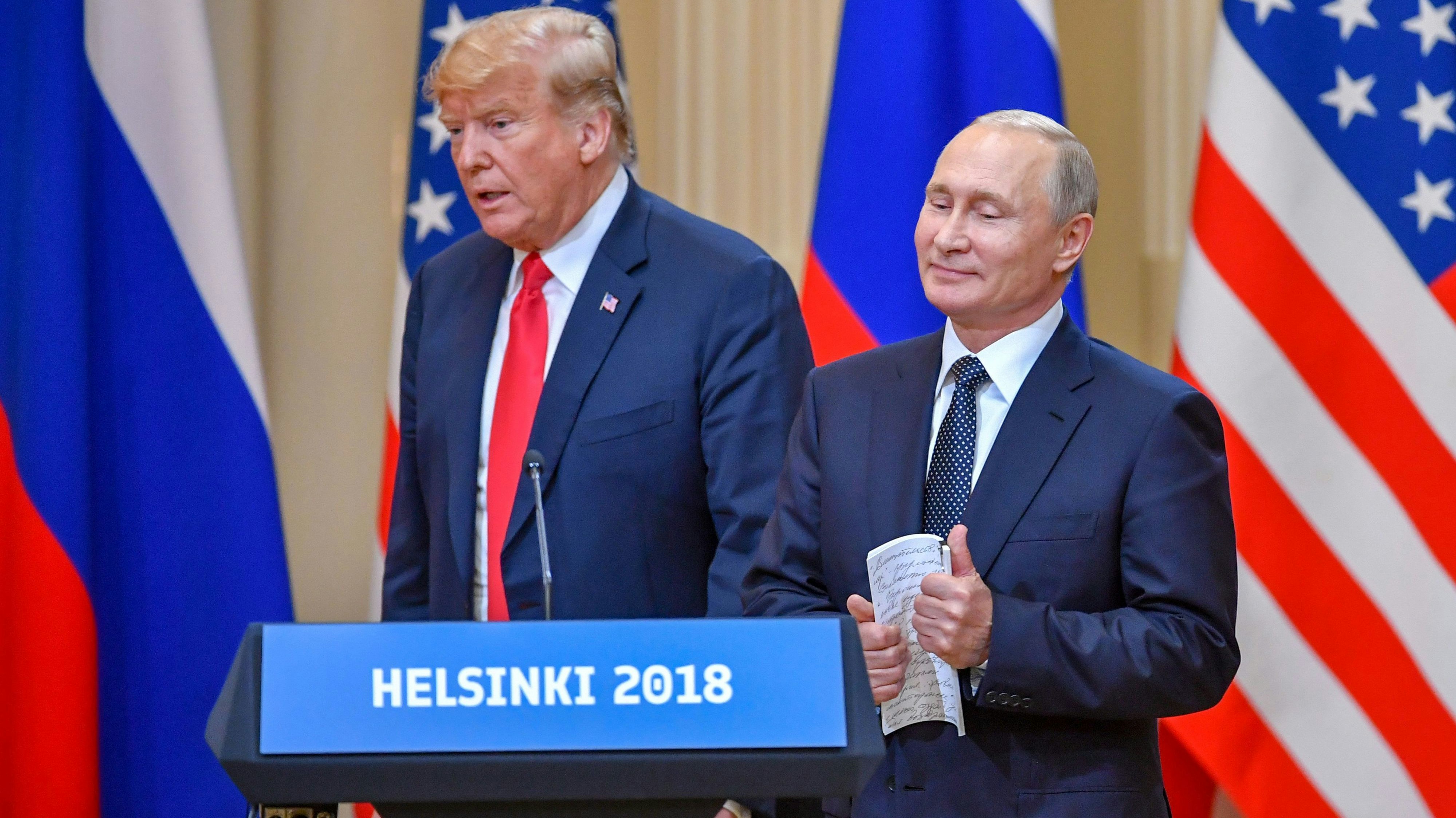 Man kennt sich bereits: Der alte und wohl neue US-Präsident Donald Trump bei einem Treffen mit Kreml-Herrscher Wladimir Putin in Helsinki, 16. Juli 2018.