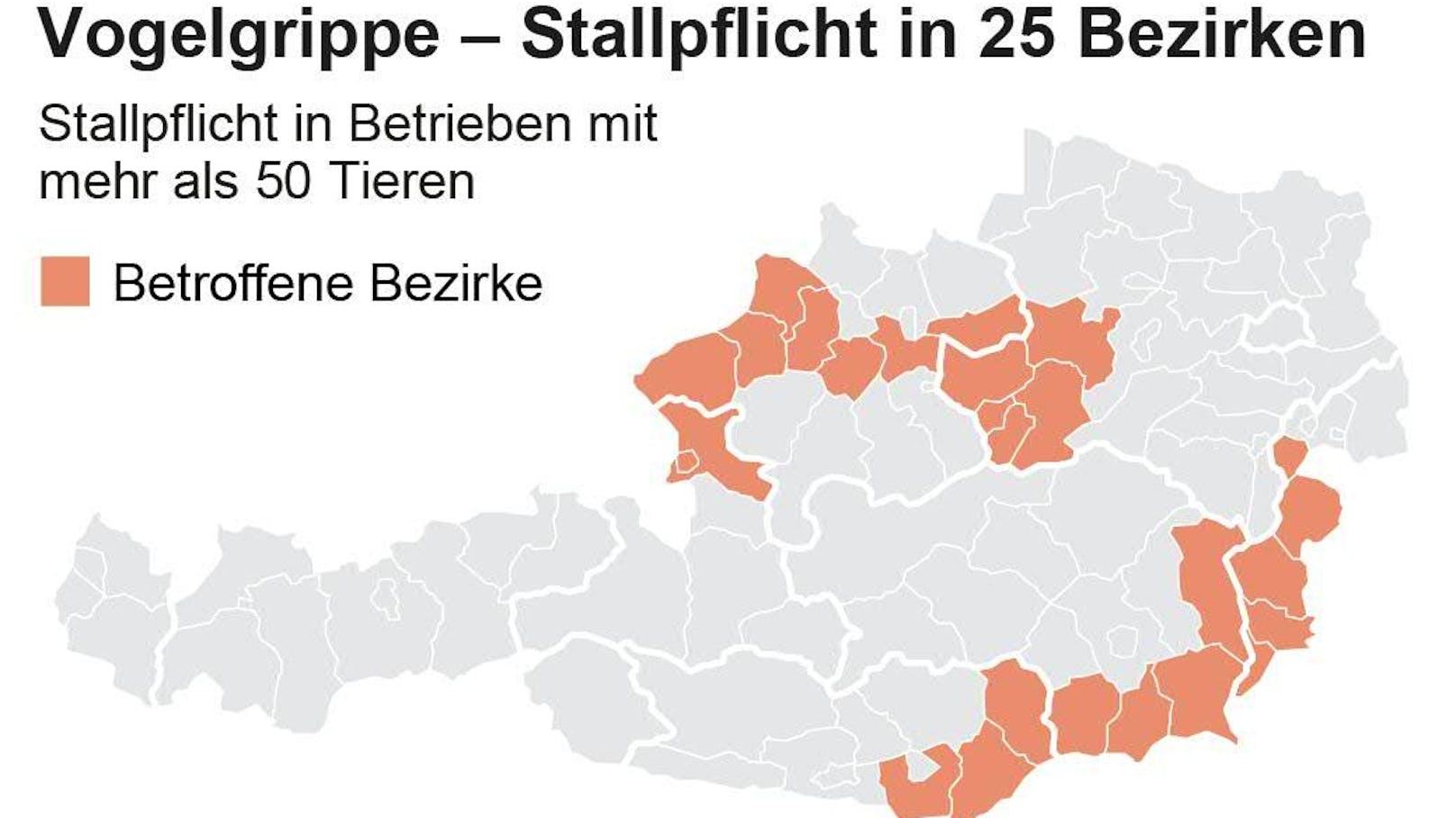 Stallpflicht gilt jetzt in 25 Bezirken.