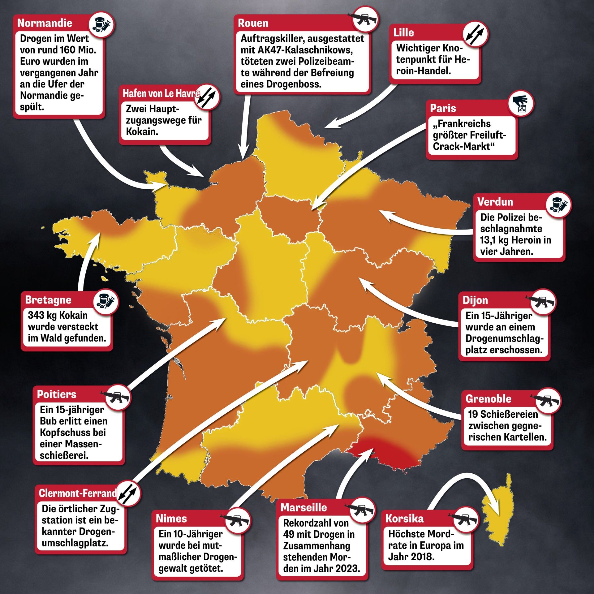 Kriminalitätskarte Frankreich