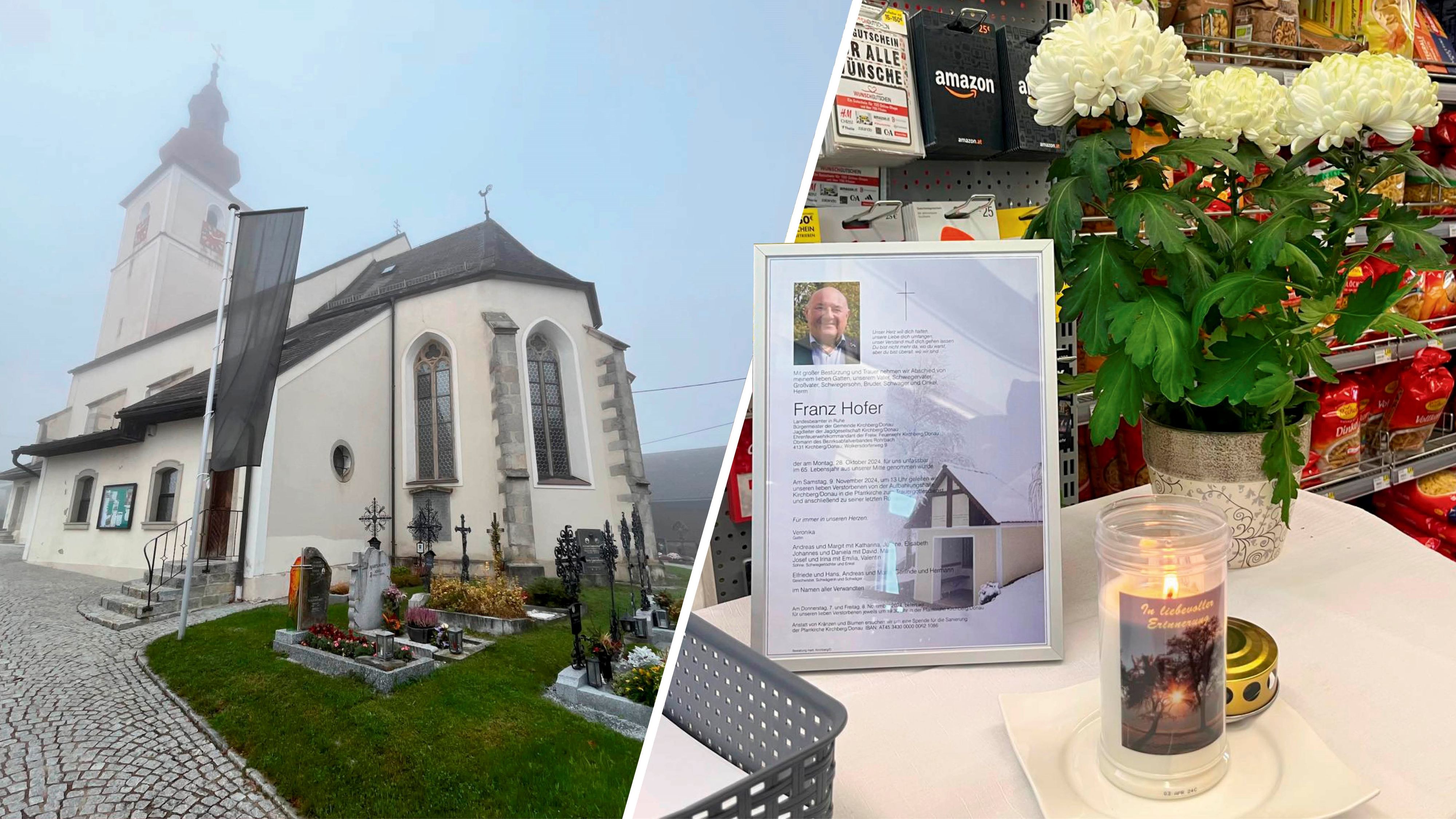 Ganz Kirchberg trägt Trauer. Im örtlichen Supermarkt werden letzte Botschaften an den erschossenen Bürgermeister gesammelt.