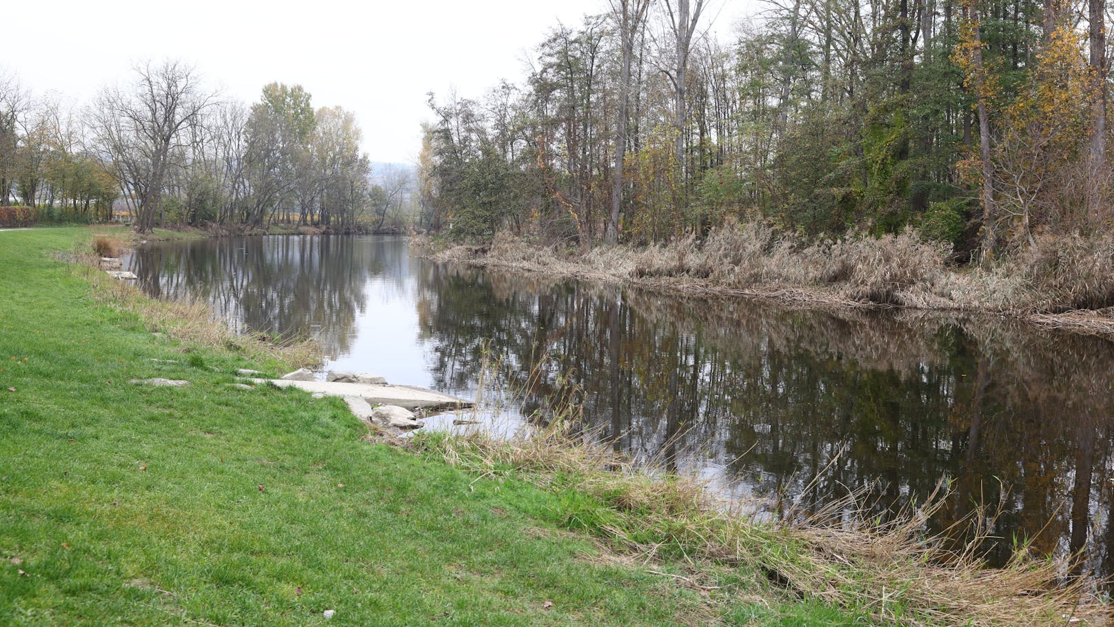 Heute fließt er wieder gemächlich in seinem Flussbett dahin. Doch im September trat der Kamp über die Ufer und verwüstete das Kampbad in Langenlois.