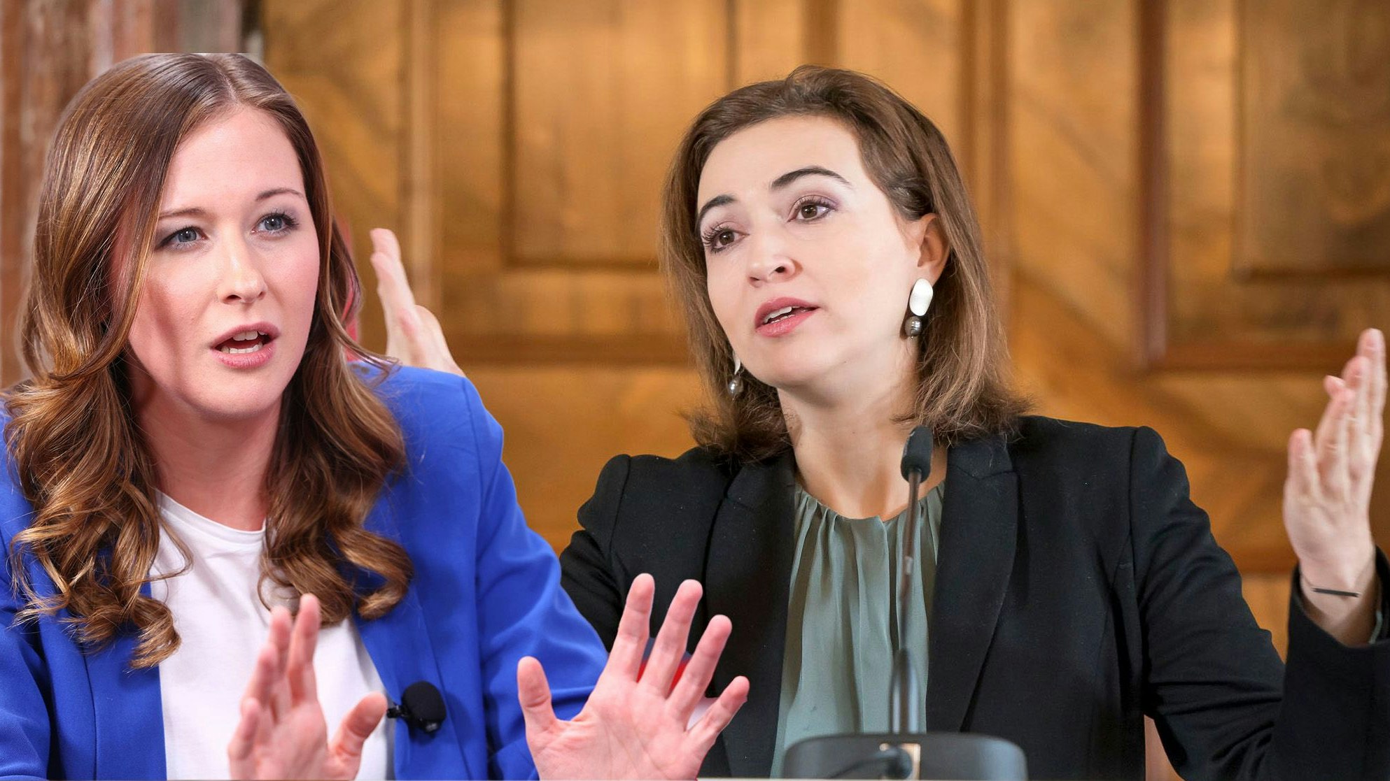 Claudia Plakolm (VP) und Alma Zadic (Grüne) streiten sich über Dick-Pic-Gesetz