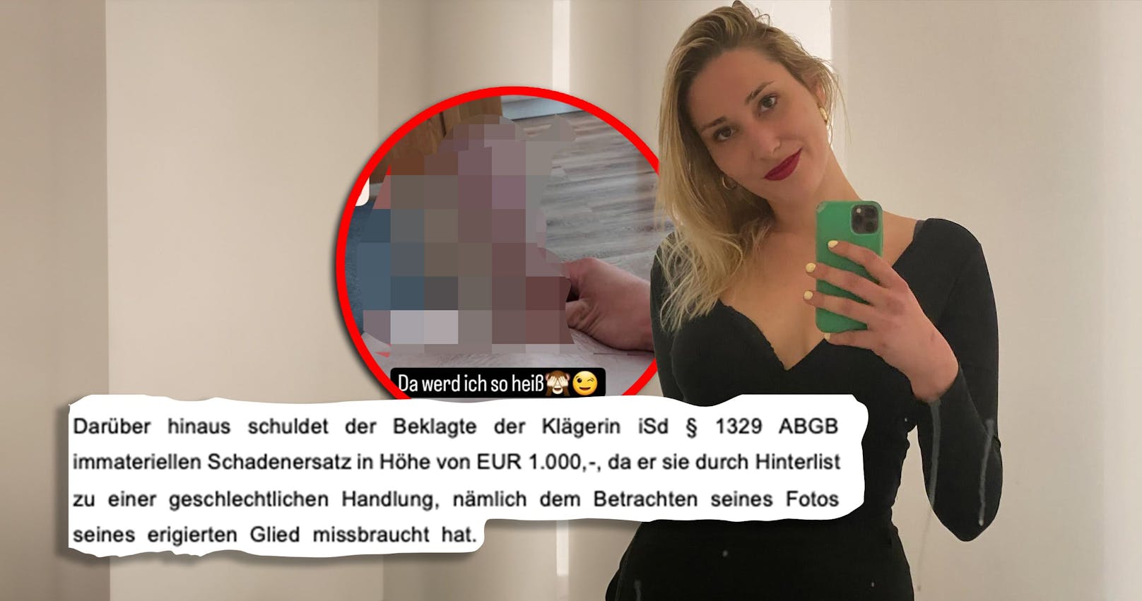 <strong>14.11.2024: Penis-Foto bekommen! Wienerin will 1.500 € von Absender</strong>. Aktivistin Fredi Ferková klagt einen Mann, der ihr auf Insta ein "Dick Pic" sendete <a data-li-document-ref="120072244" href="https://www.heute.at/s/penis-foto-bekommen-wienerin-will-1500-von-absender-120072244">und fordert nun eine stolze Summe für das "ekelerregende" Foto.</a>