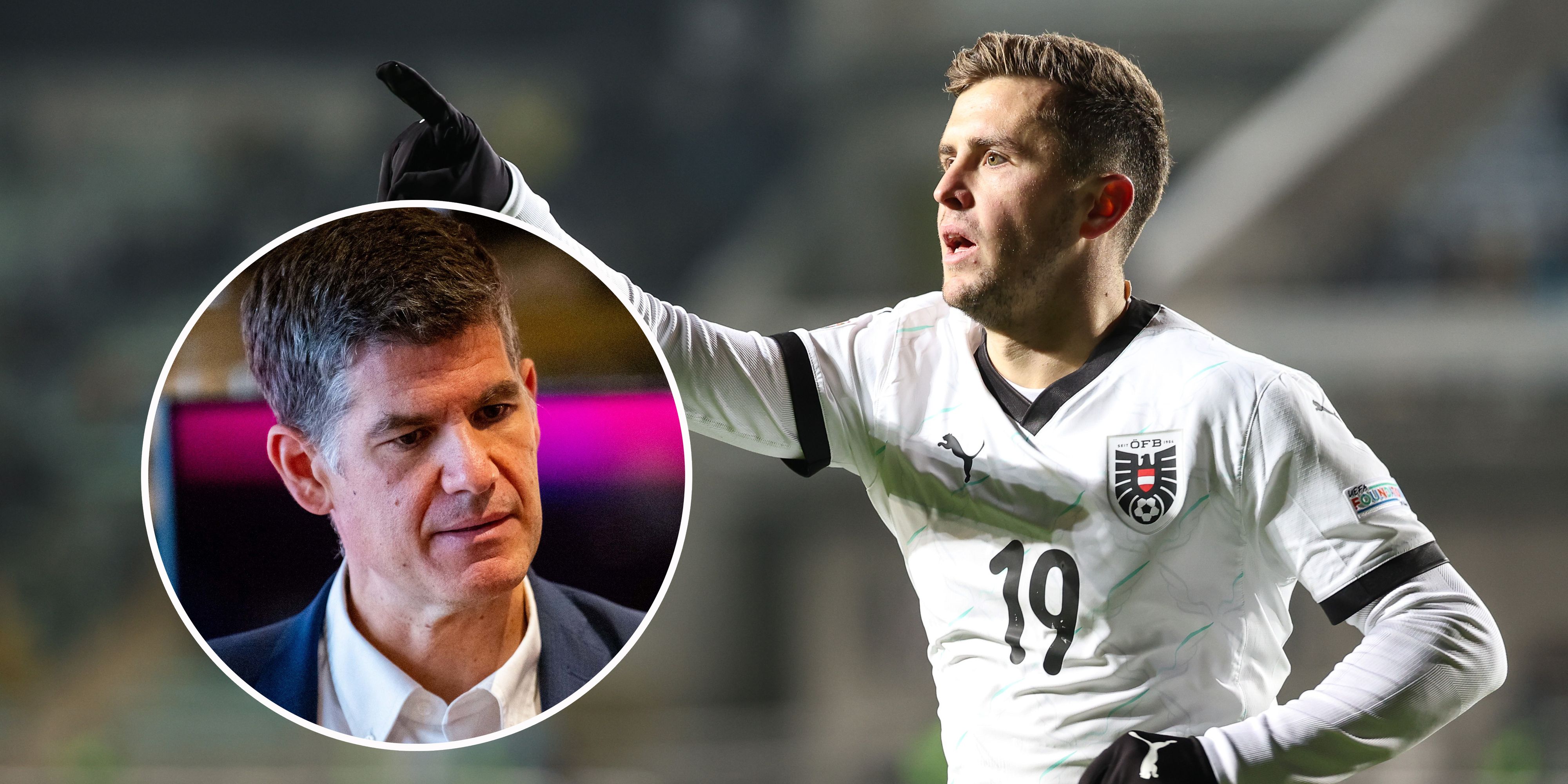 Christoph Baumgartner verteidigt ÖFB-Geschäftsführer Bernhard Neuhold (l.).