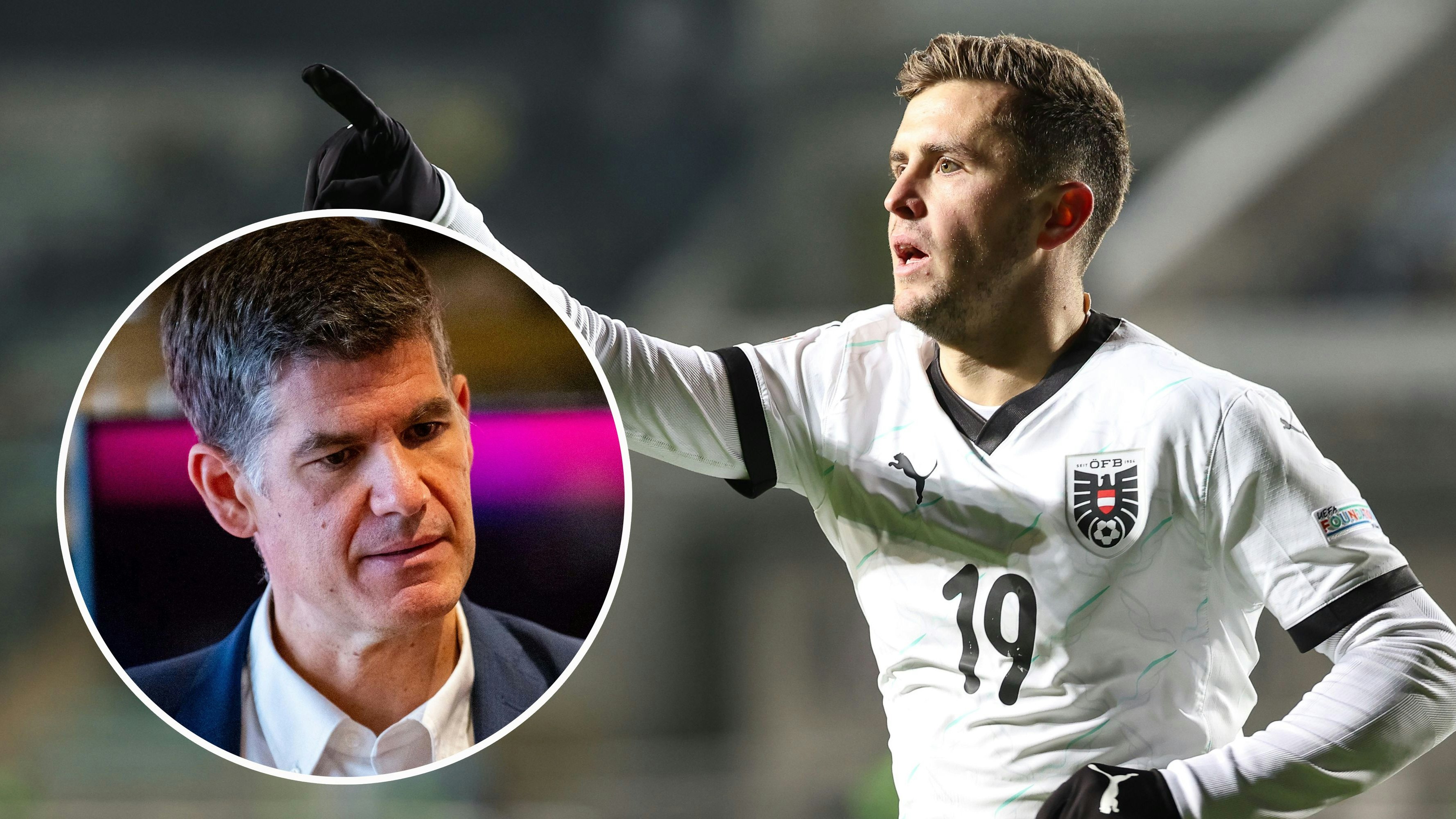 Christoph Baumgartner verteidigt ÖFB-Geschäftsführer Bernhard Neuhold (l.).