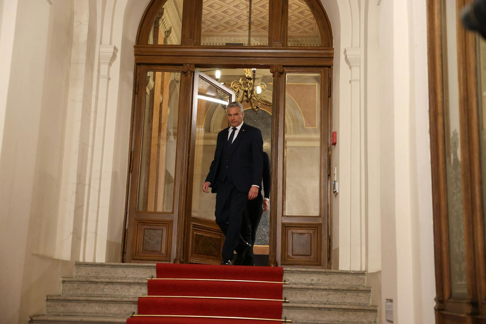 ÖVP-Chef Karl Nehammer nach der Gesprächsrunde.