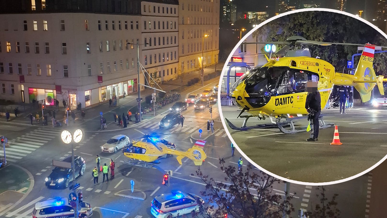 Großeinsatz in Wien! Heli landet mitten auf der Straße