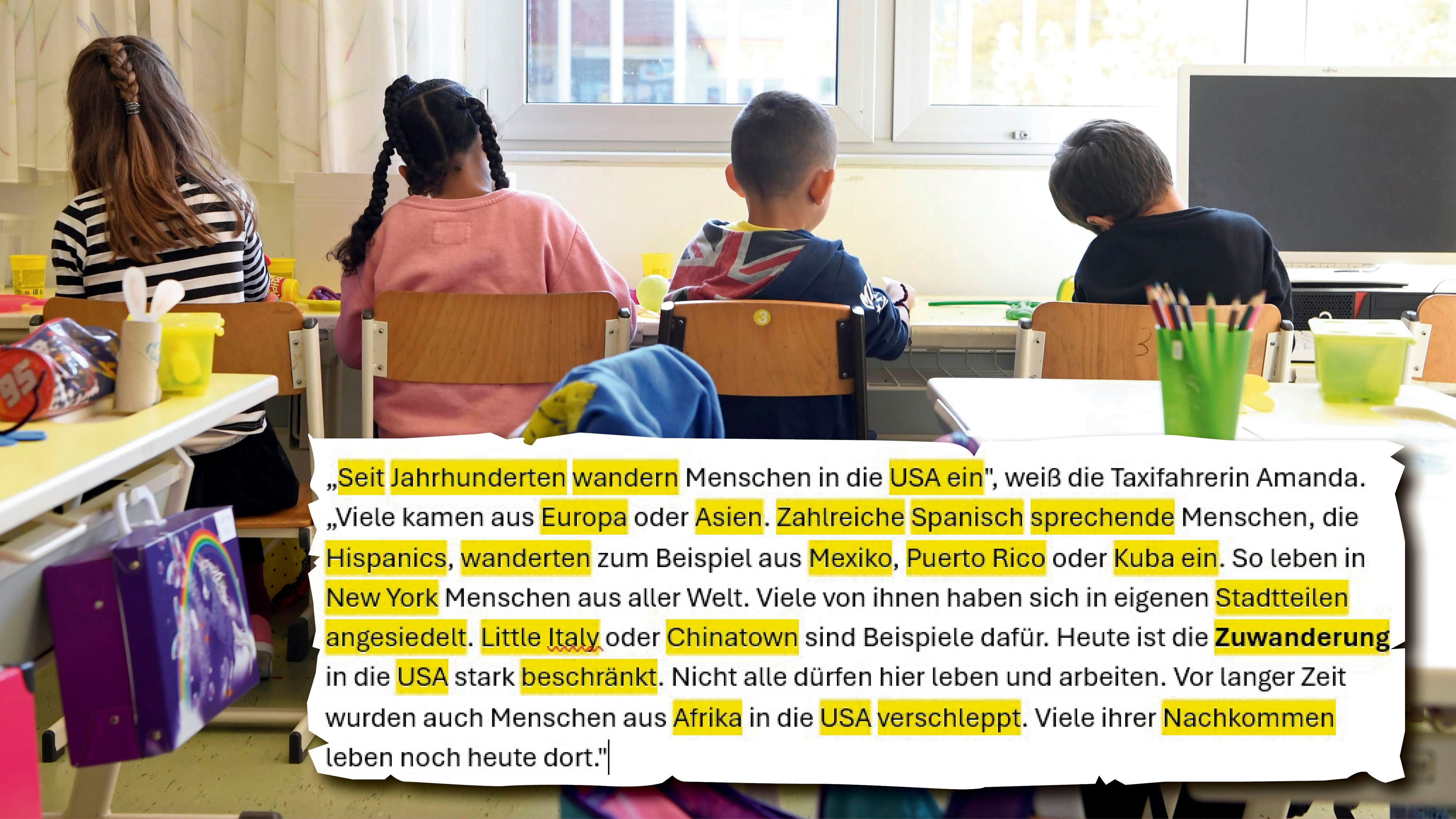 Alle angestrichenen Passagen waren für den Großteil der Schüler unverständlich.