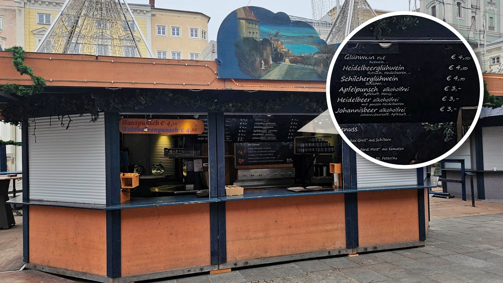 <strong>15.11.2024: Alle Jahre teurer? Erstes Foto enthüllt Punsch-Preise.</strong> Punsch, Kekse und Bratwürstel: Bald herrscht in Linz wieder Weihnachtsstimmung. "Heute" konnte einen ersten Blick auf die heurigen Preise erhaschen. <a data-li-document-ref="120072417" href="https://www.heute.at/s/alle-jahre-teurer-erstes-foto-enthuellt-punsch-preise-120072417">Die ganze Story &gt;&gt;</a>