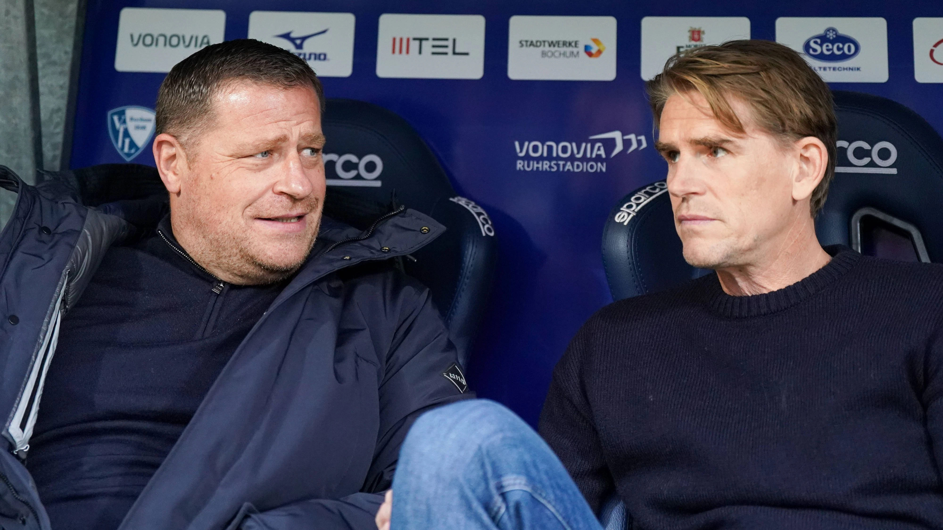 Bayern-Sportvorstand Max Eberl und Sportdirektor Christoph Freund. 