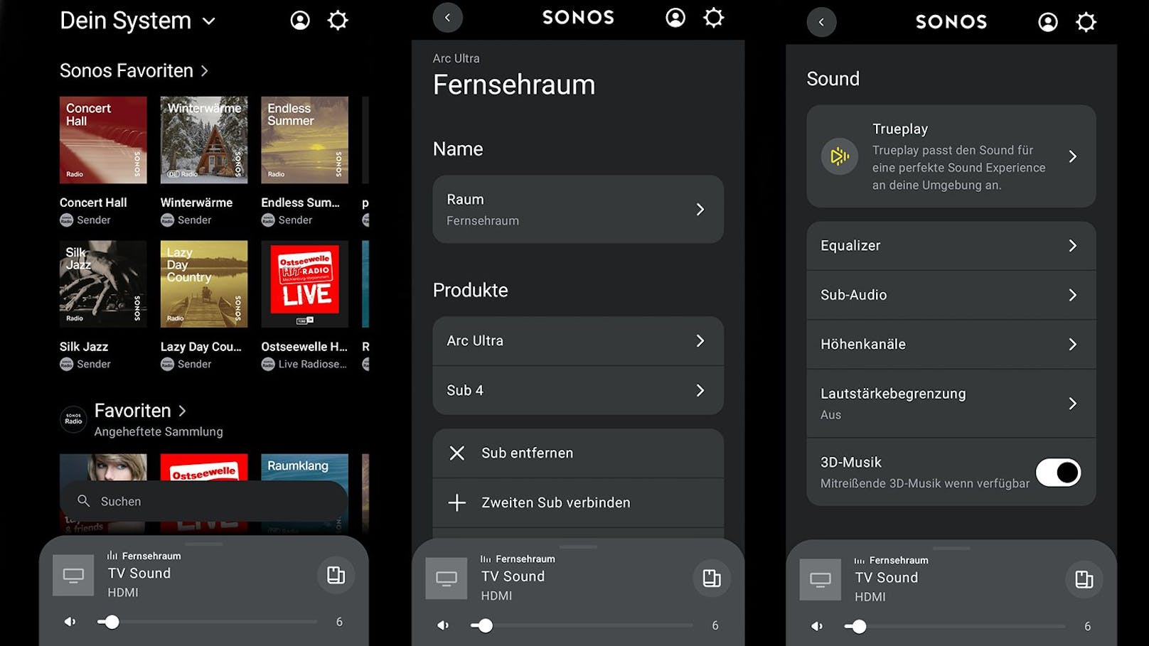 Die Sonos-App ist die Steuerzentrale für die Arc Ultra und den Sub 4.