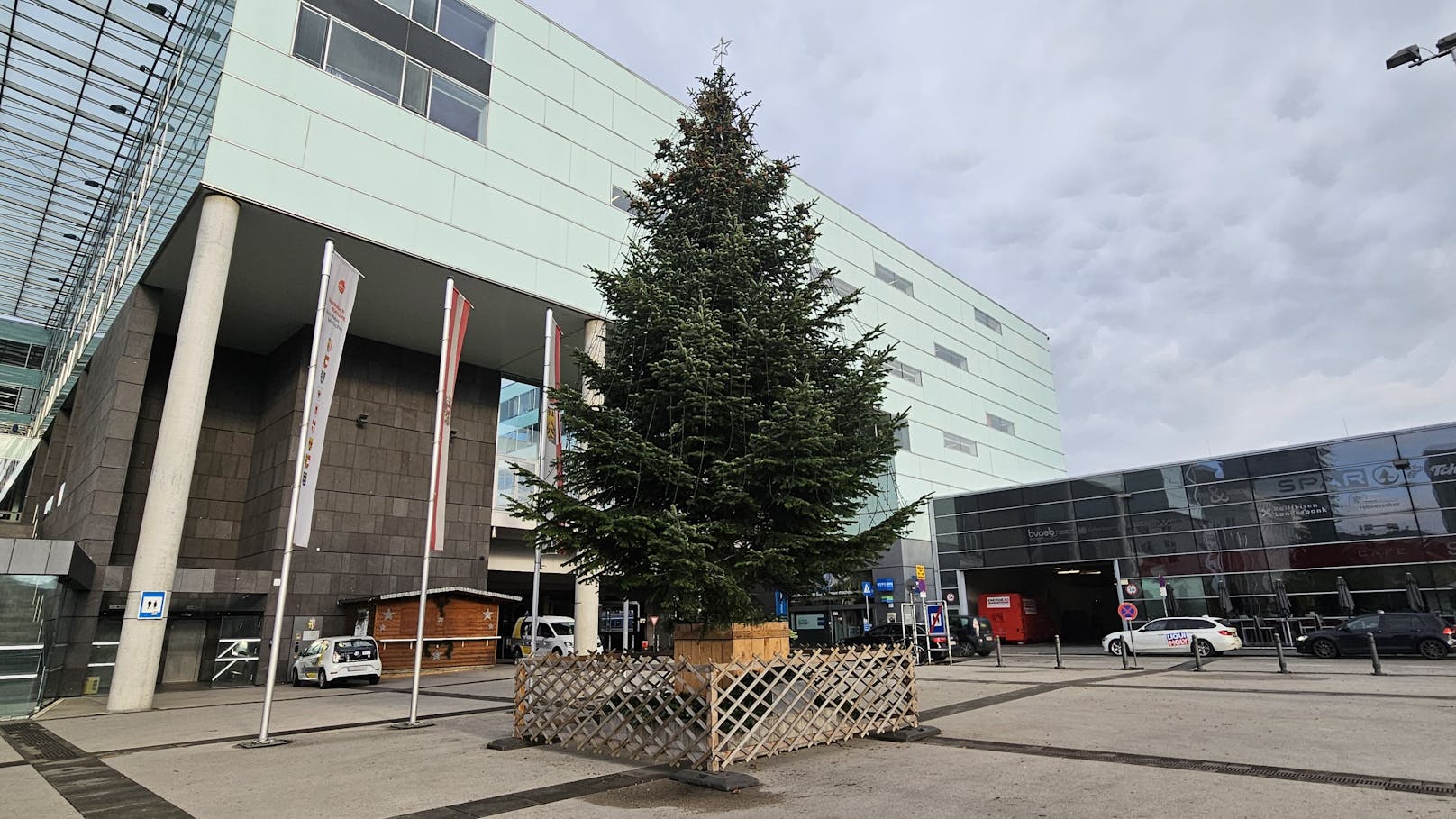 Der Christbaum vorm LDZ ist zwar kleiner, wohl aber eher das, was sich die Linzer für ihren Hauptplatz gewünscht haben.